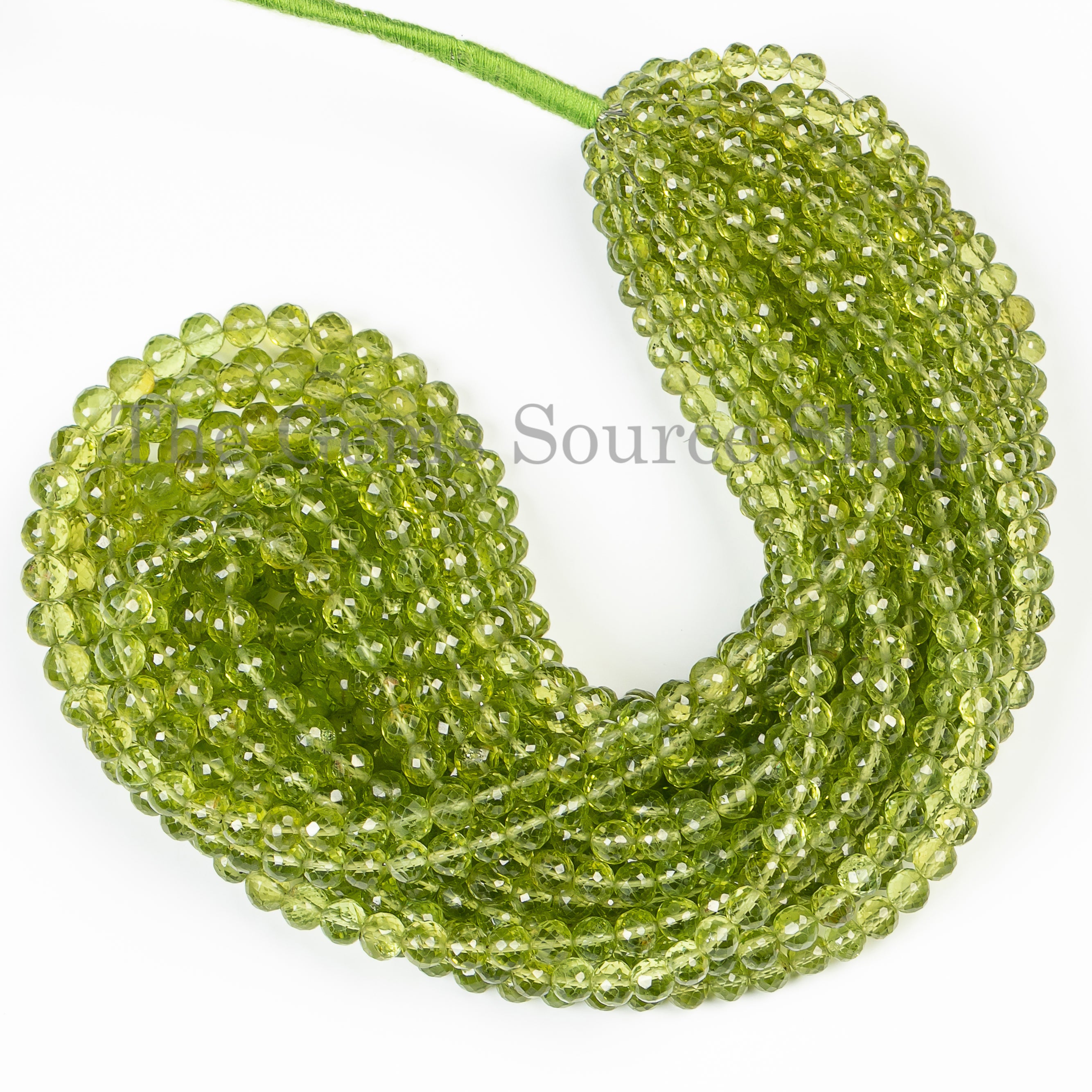 Natural Peridot Faceted Round Shape Wholesale Gemstone Beads Strand- 4-6mm-16"