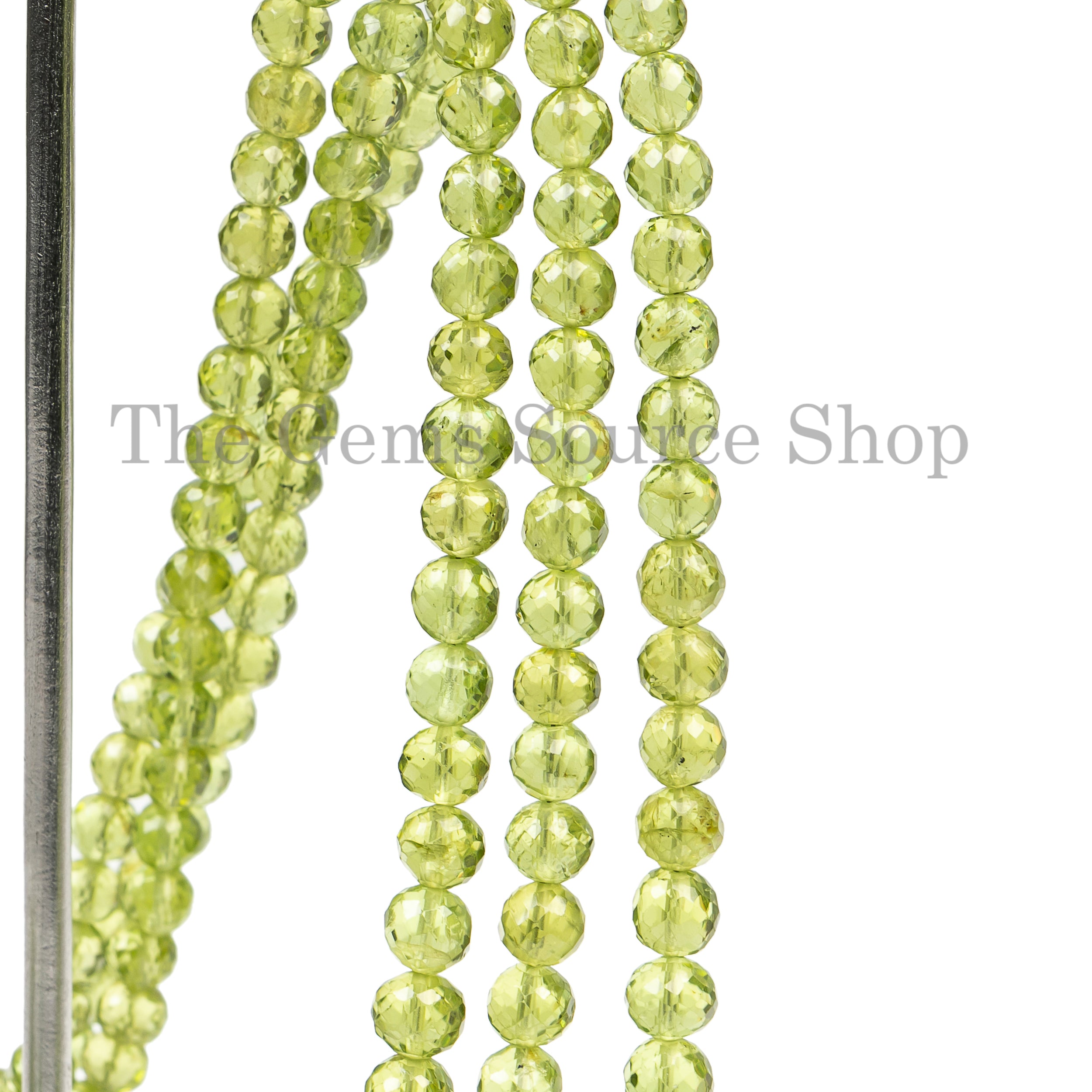 Natural Peridot Faceted Round Shape Wholesale Gemstone Beads Strand- 4-6mm-16"