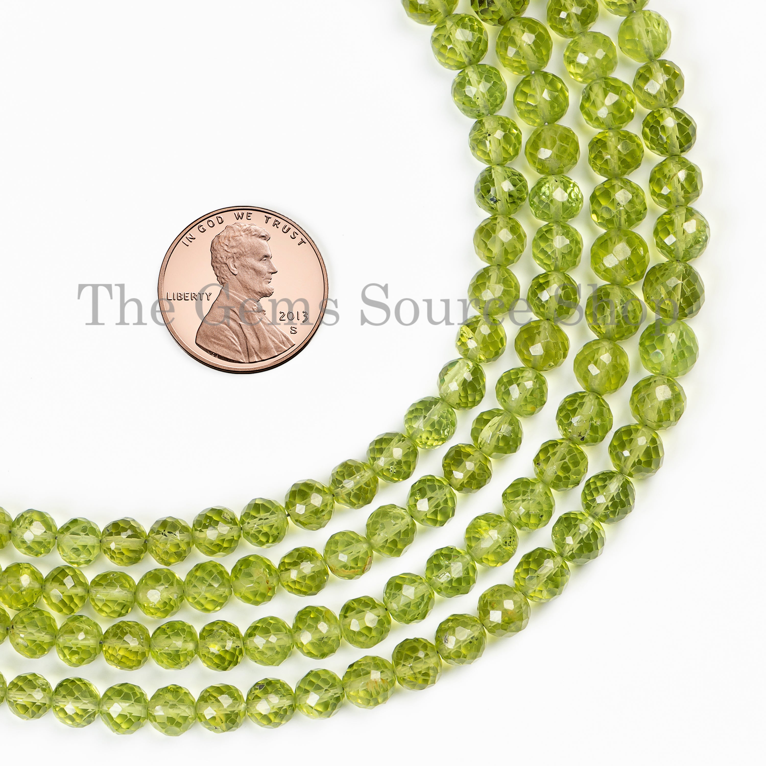 Natural Peridot Faceted Round Shape Wholesale Gemstone Beads Strand- 4-6mm-16"