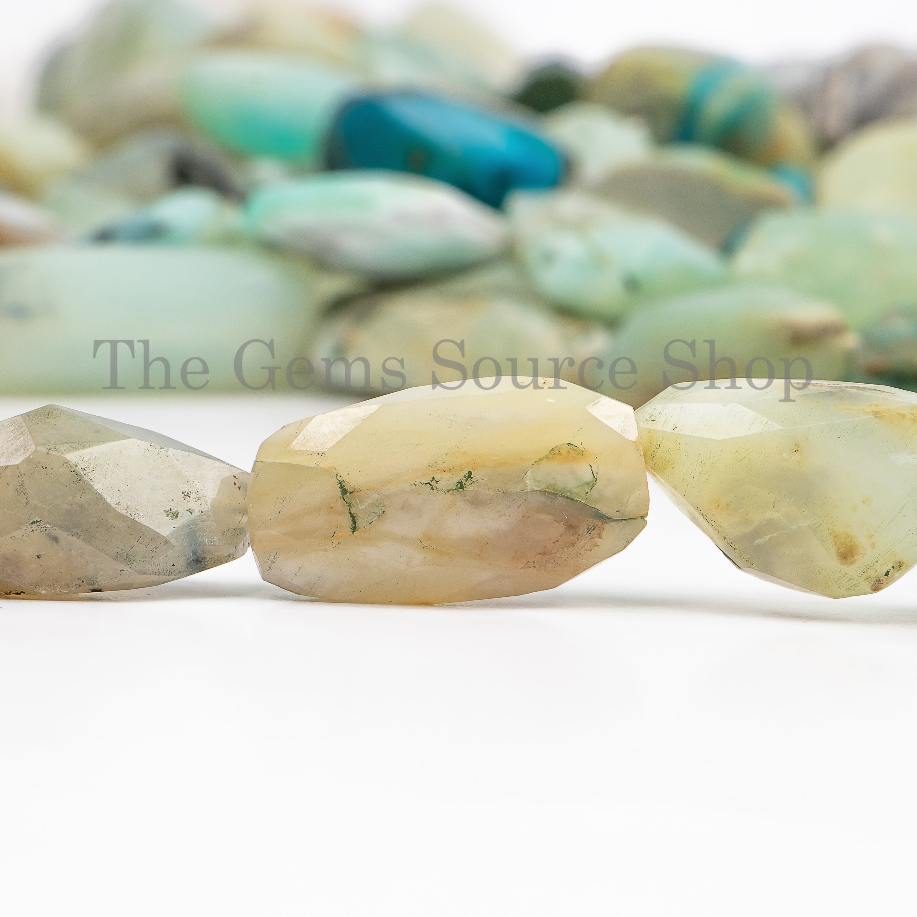 13x16-15x22mm Natural Peru Opal Faceted Nugget Shape Wholesale 16" Beads Strand