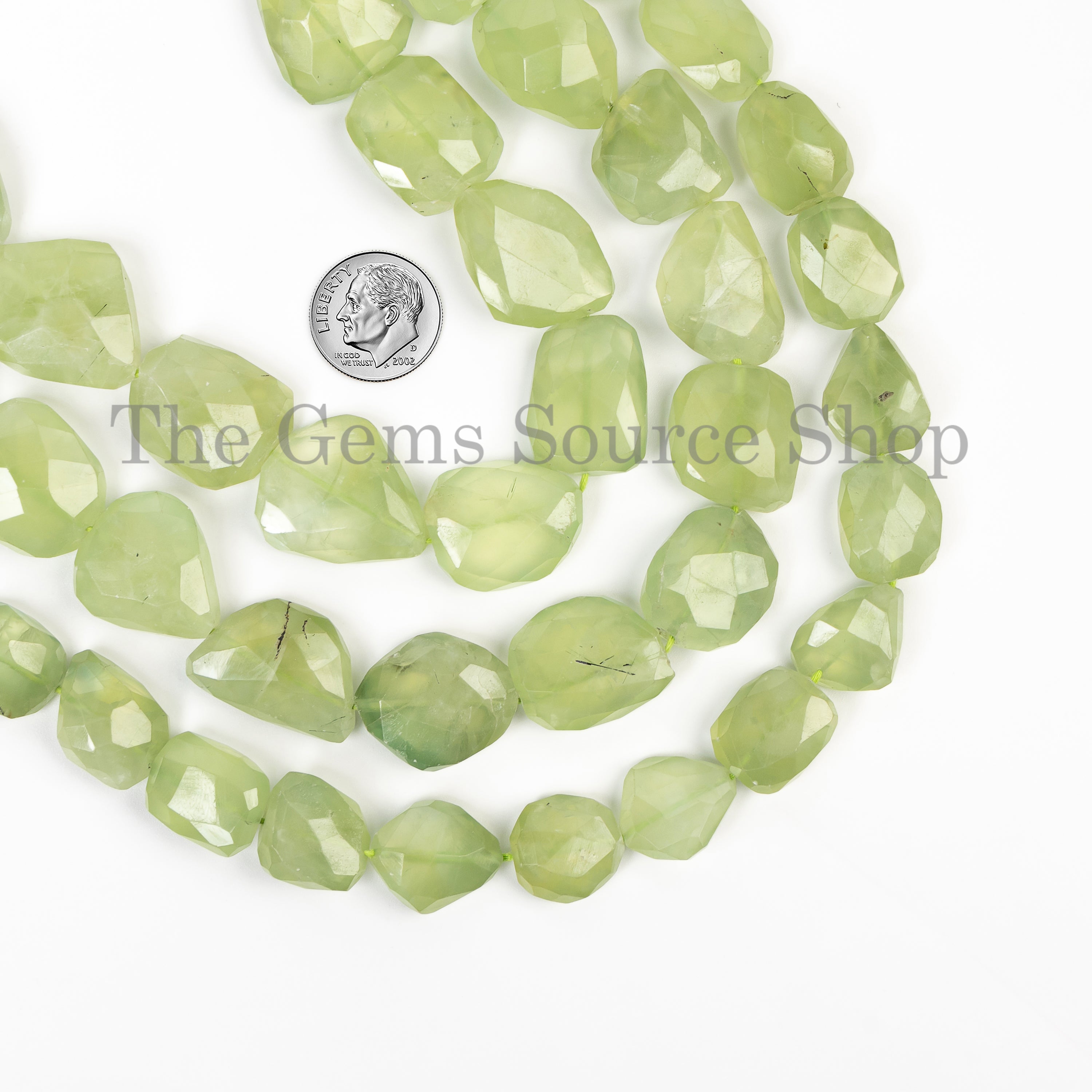 Natural Prehnite Faceted Nuggets Straight Drilled Gemstone Beads Strand-14"-16x21-14x18mm