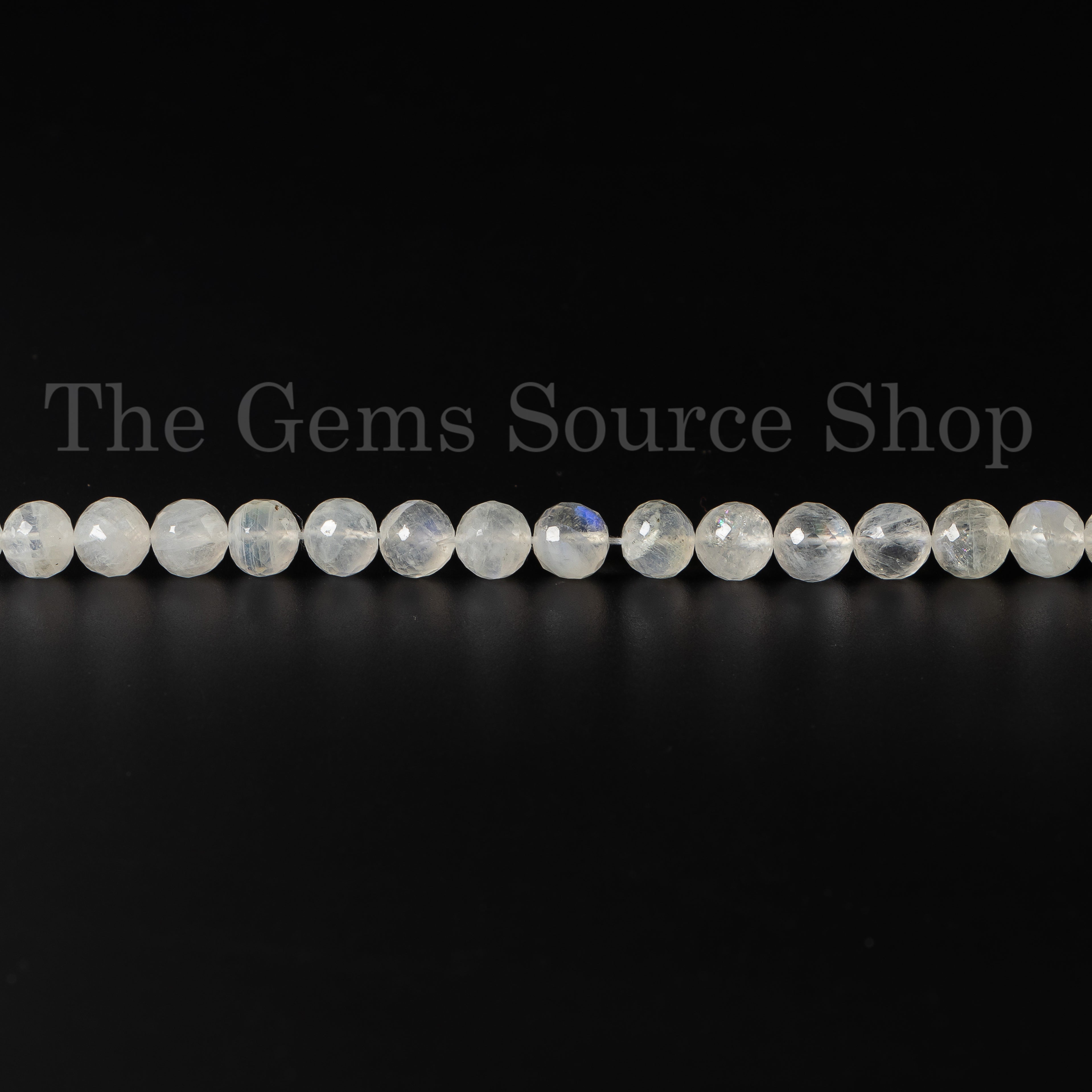 Natural Rainbow Moonstone Faceted Round Shape 7.5-9mm Gemstone Beads 14" Strand