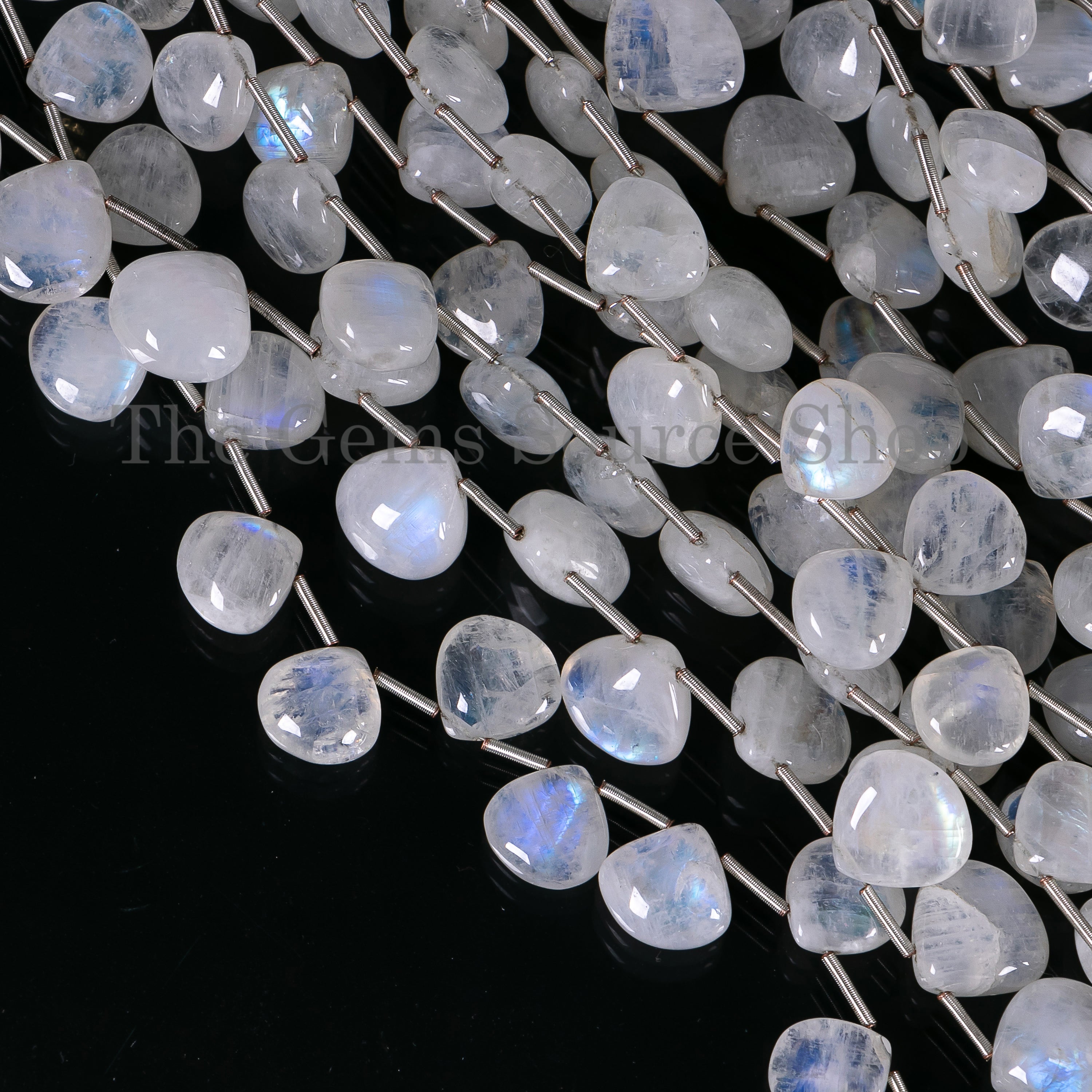 10-13mm-8" Natural Rainbow Moonstone Smooth Heart Shape Beads for Jewelry Makings