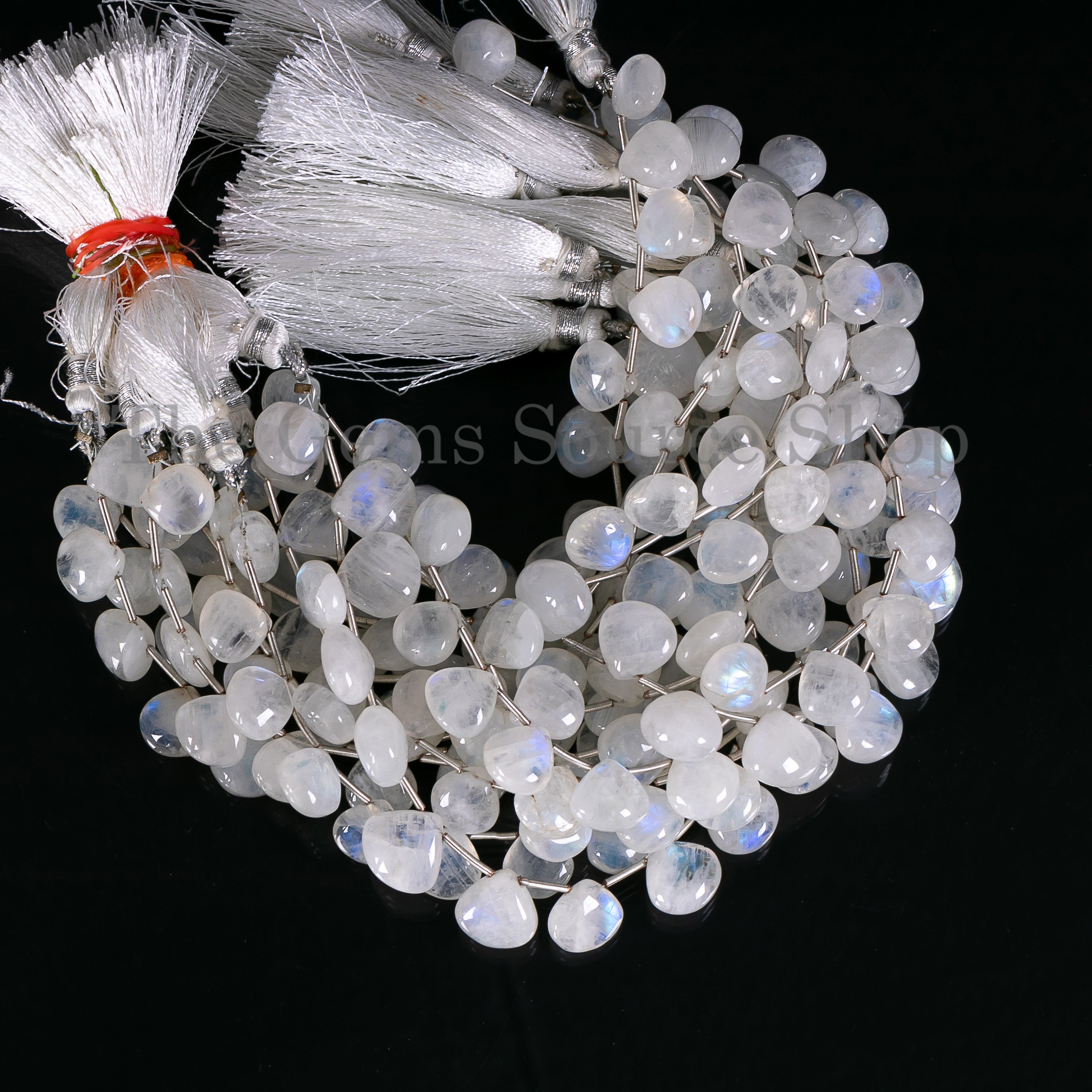 10-13mm-8" Natural Rainbow Moonstone Smooth Heart Shape Beads for Jewelry Makings