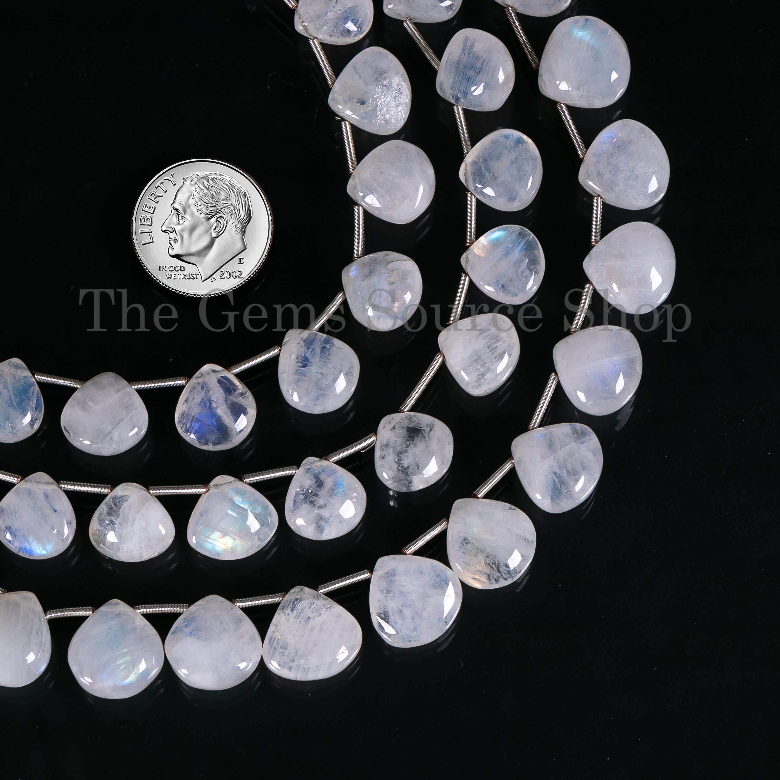 10-13mm-8" Natural Rainbow Moonstone Smooth Heart Shape Beads for Jewelry Makings