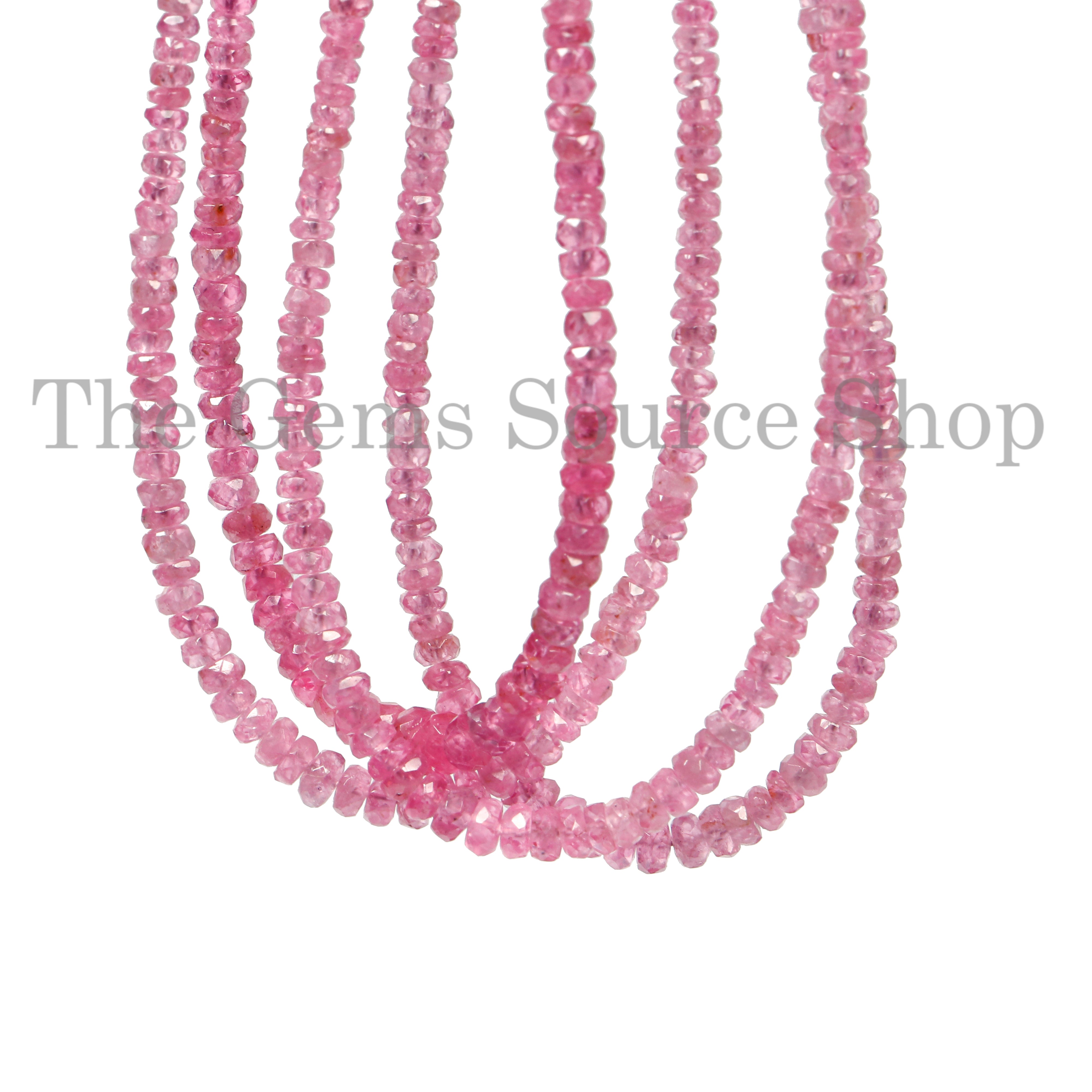 2-4.5mm-17" Natural Red Spinel Faceted Rondelle Shape Beads for Jewelry Makings