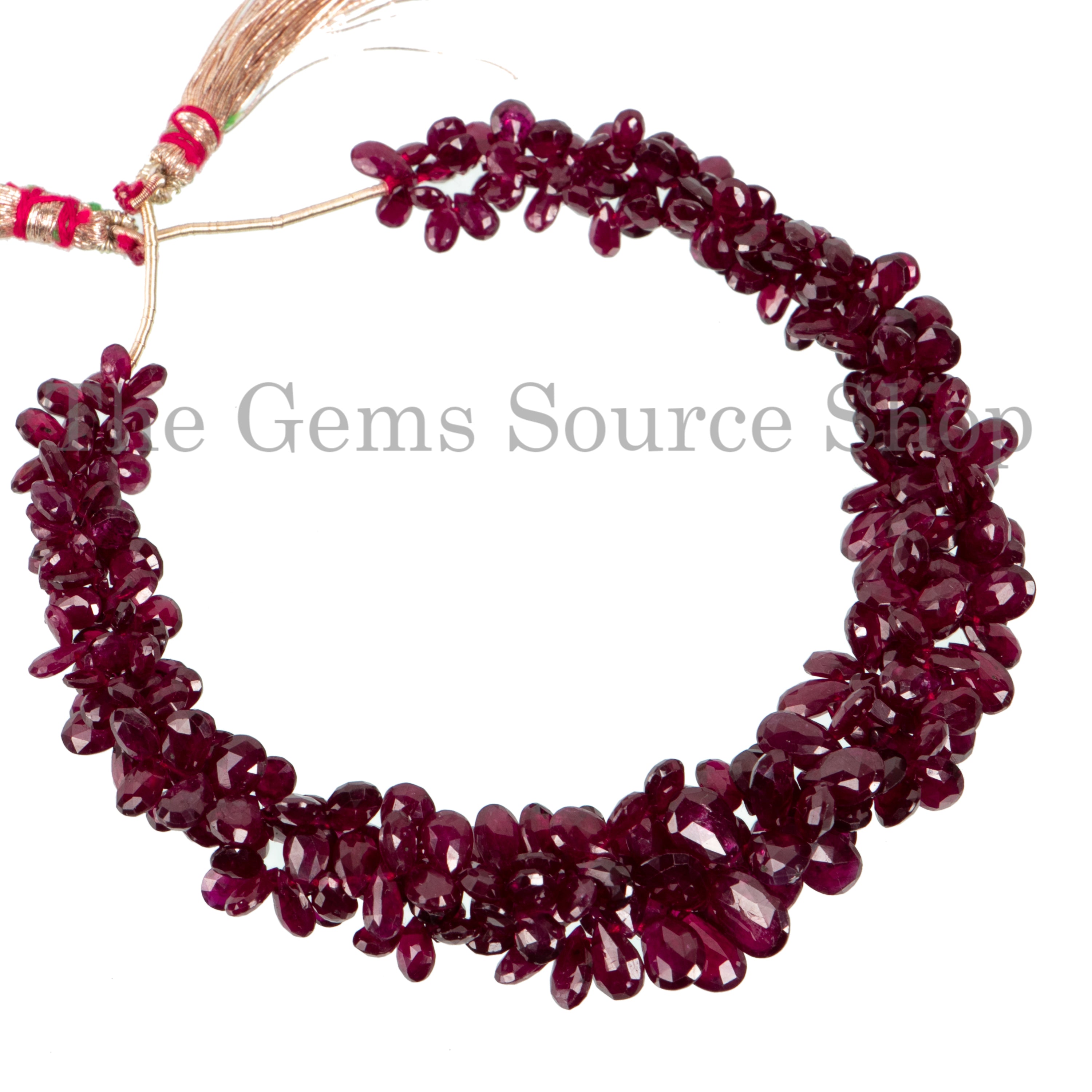 Natural Ruby Faceted Pear Shape Wholesale Gemstone Beads Strand -2.5x4.5-4x6.5mm-8"