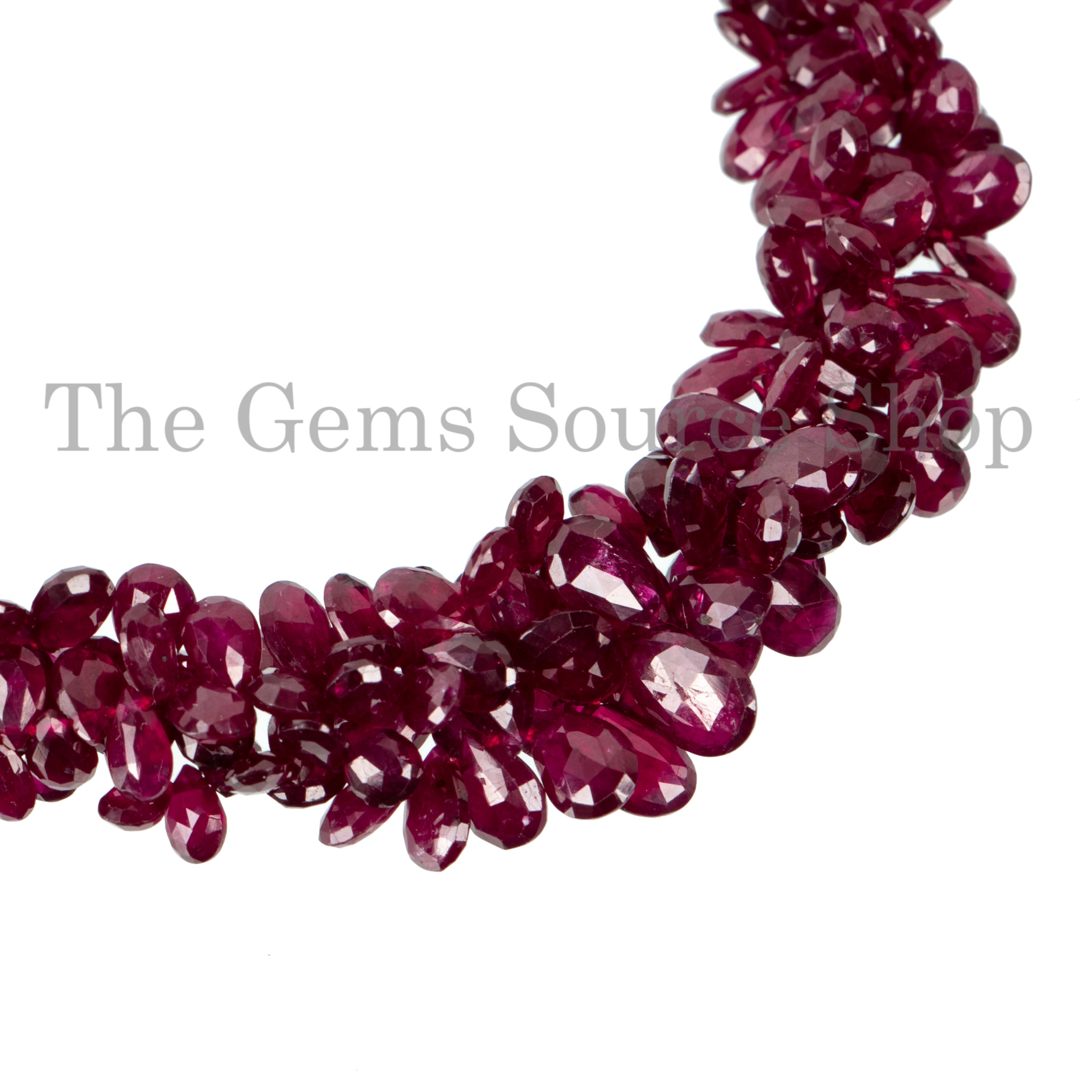 Natural Ruby Faceted Pear Shape Wholesale Gemstone Beads Strand -2.5x4.5-4x6.5mm-8"