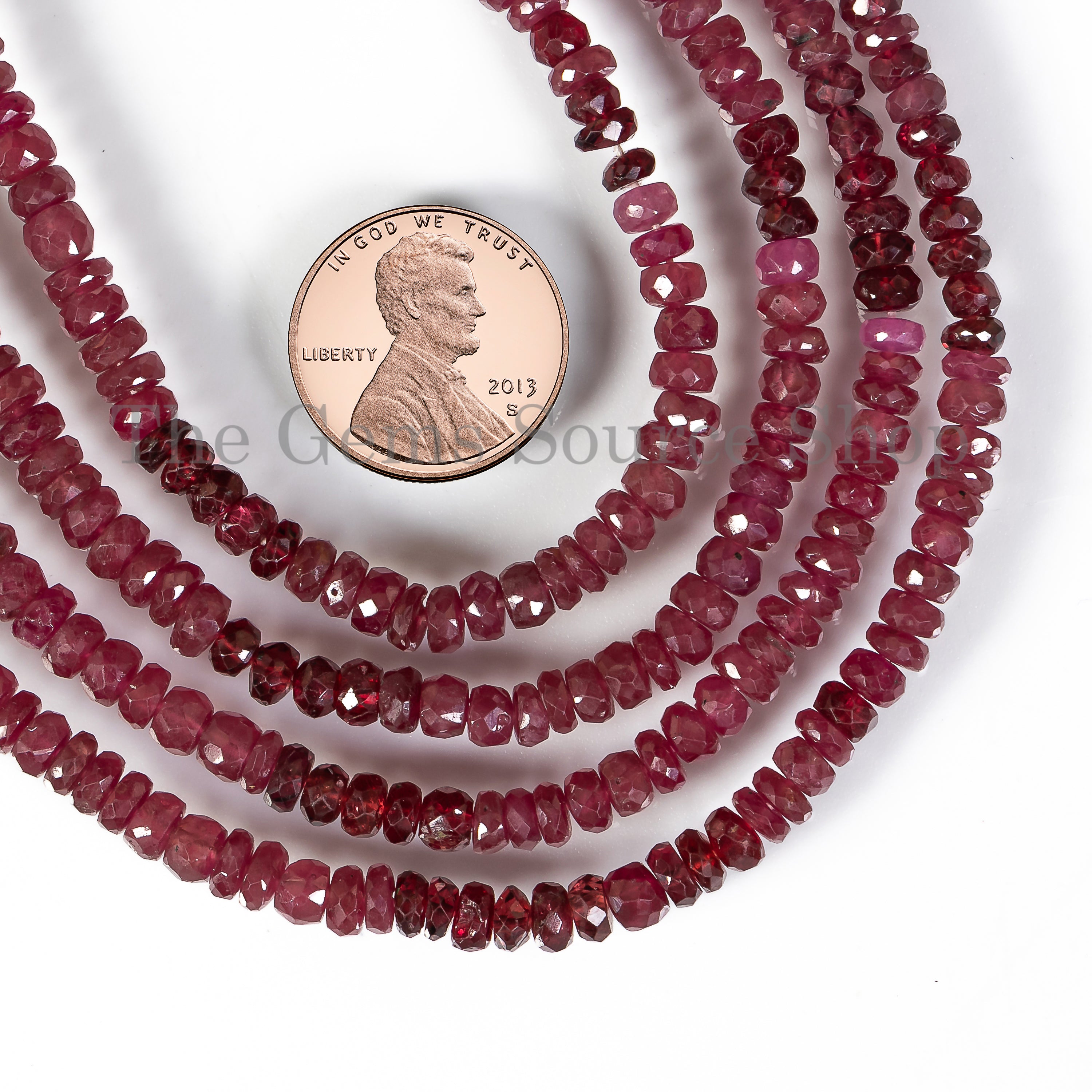 4-5.5mm-16" Natural Ruby Faceted Rondelle Shape Gemstone Beads Wholesale Strand