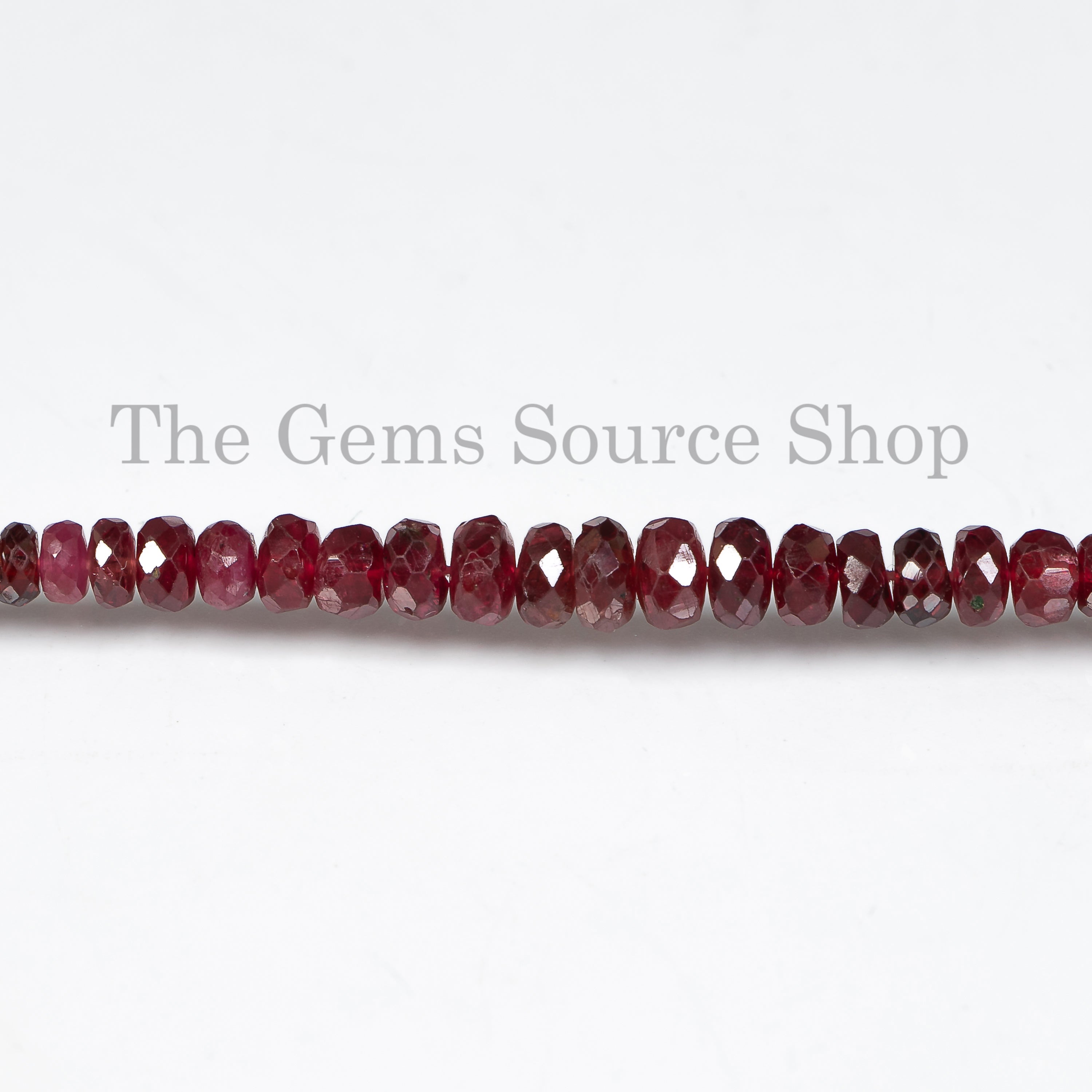 4-5.5mm-16" Natural Ruby Faceted Rondelle Shape Gemstone Beads Wholesale Strand