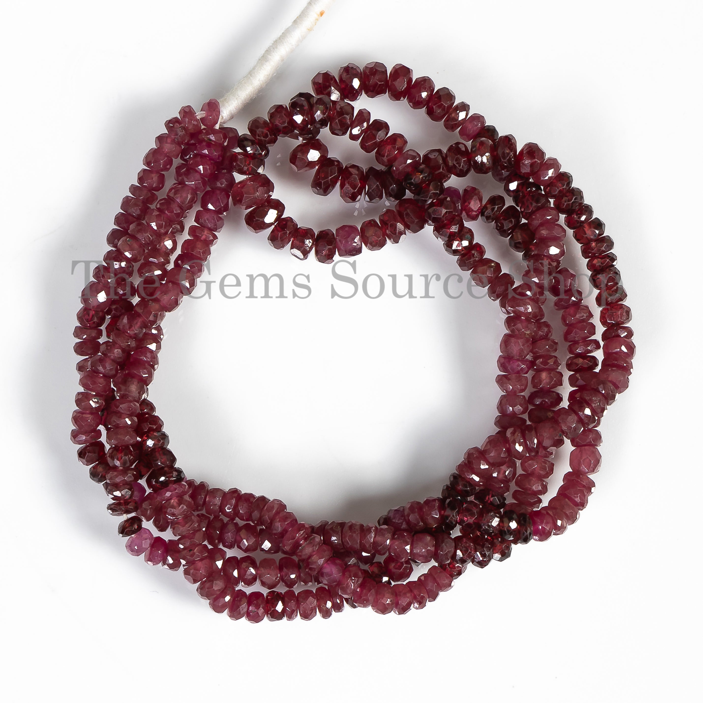 4-5.5mm-16" Natural Ruby Faceted Rondelle Shape Gemstone Beads Wholesale Strand