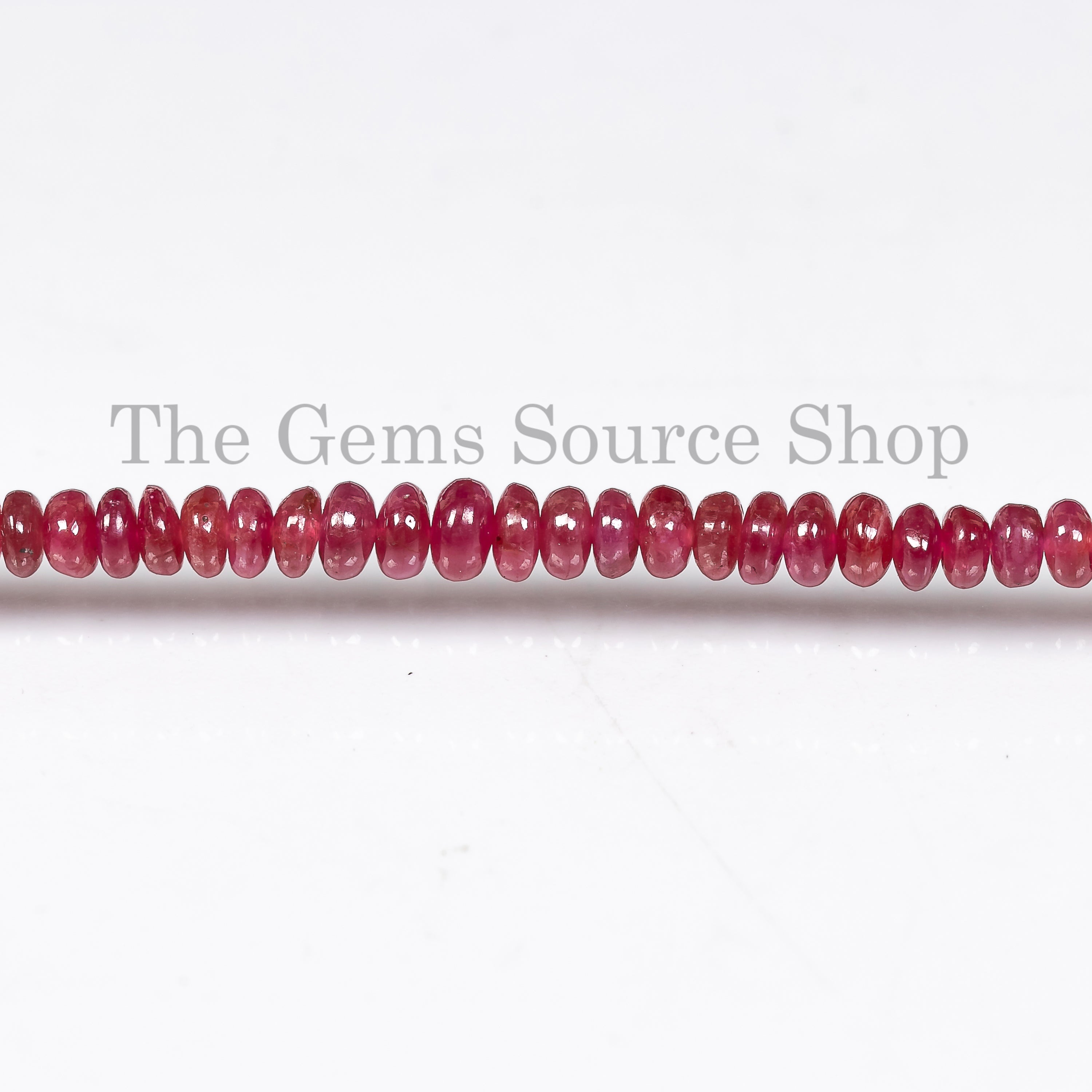 2-3.5mm-13" Natural Ruby Smooth Rondelle Shape Gemstone Bulk Beads Strand