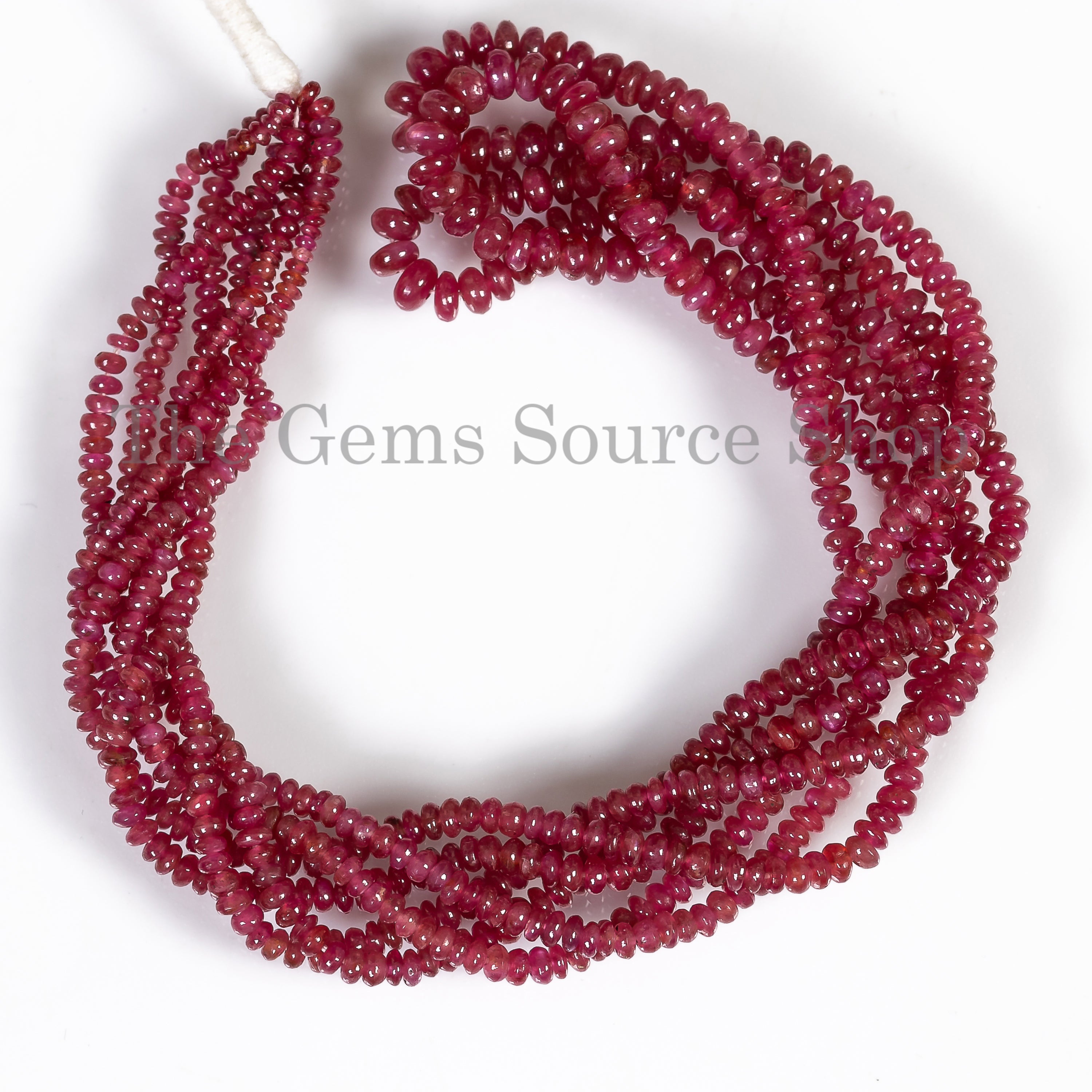 2-3.5mm-13" Natural Ruby Smooth Rondelle Shape Gemstone Bulk Beads Strand