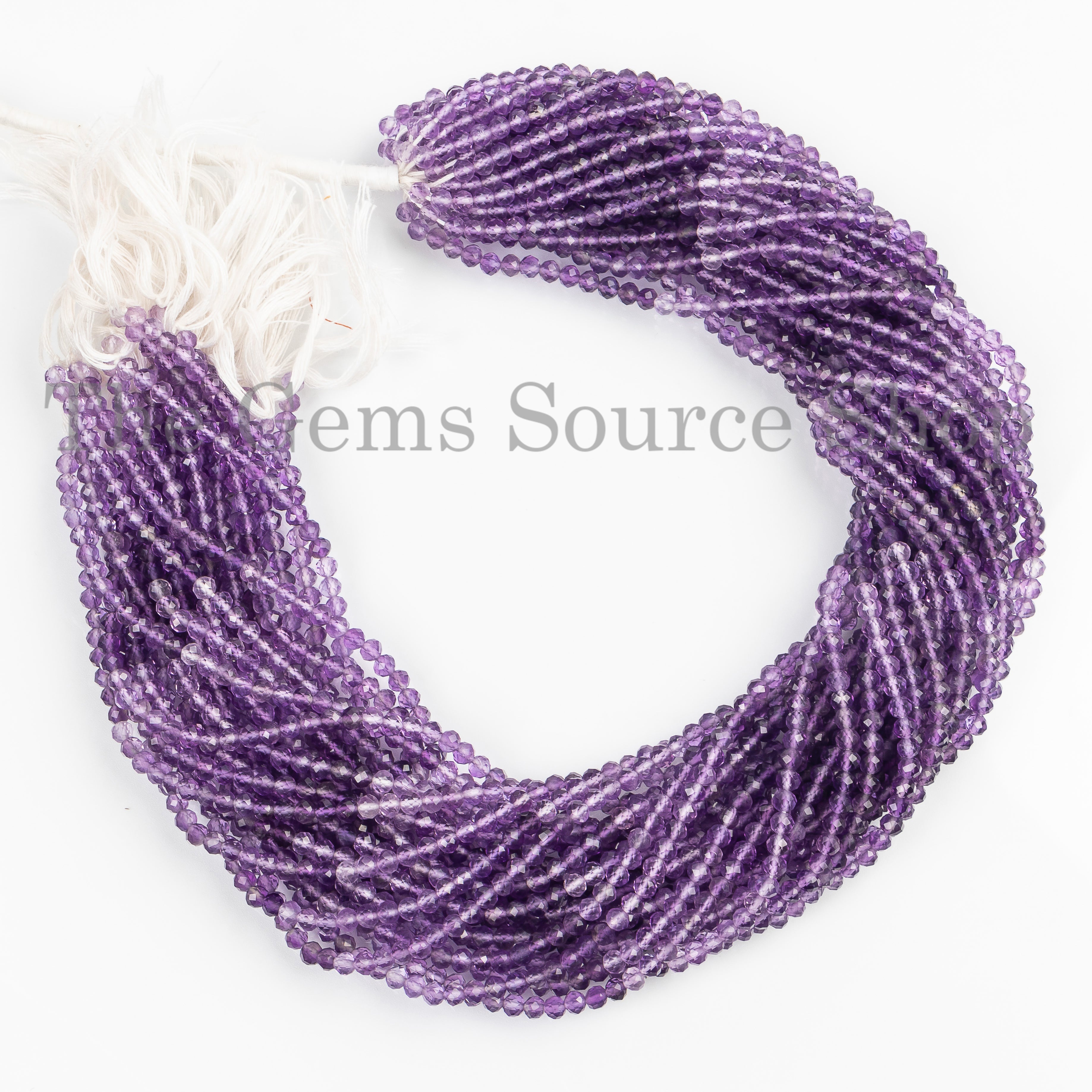 Natural Shaded Purple Amethyst Faceted Rondelle Shape 3.5mm Beads 13" Strand