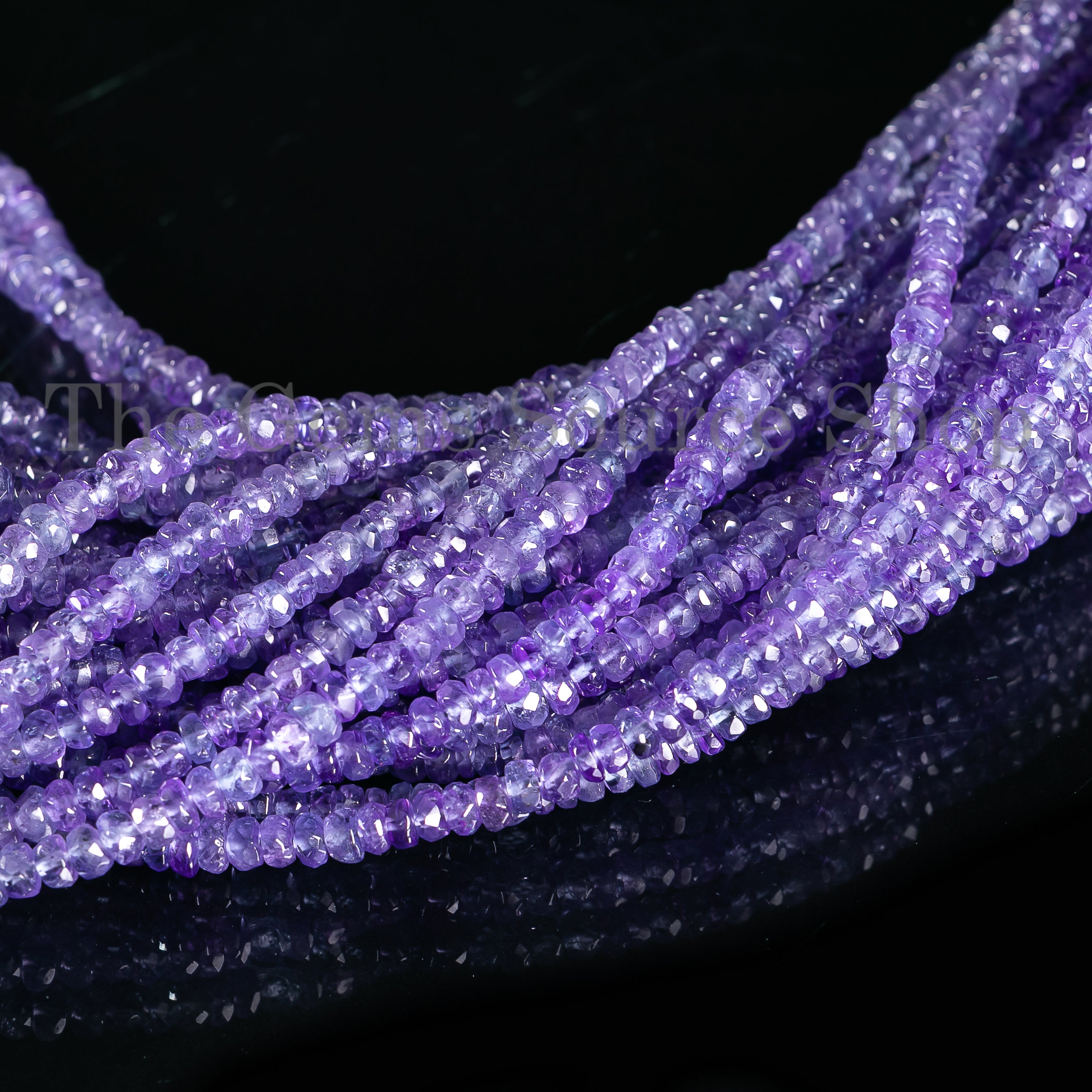 Natural Tanzanite 2.75-4.5mm Faceted Rondelle Shape Gemstone Beads 16" Bulk Strand