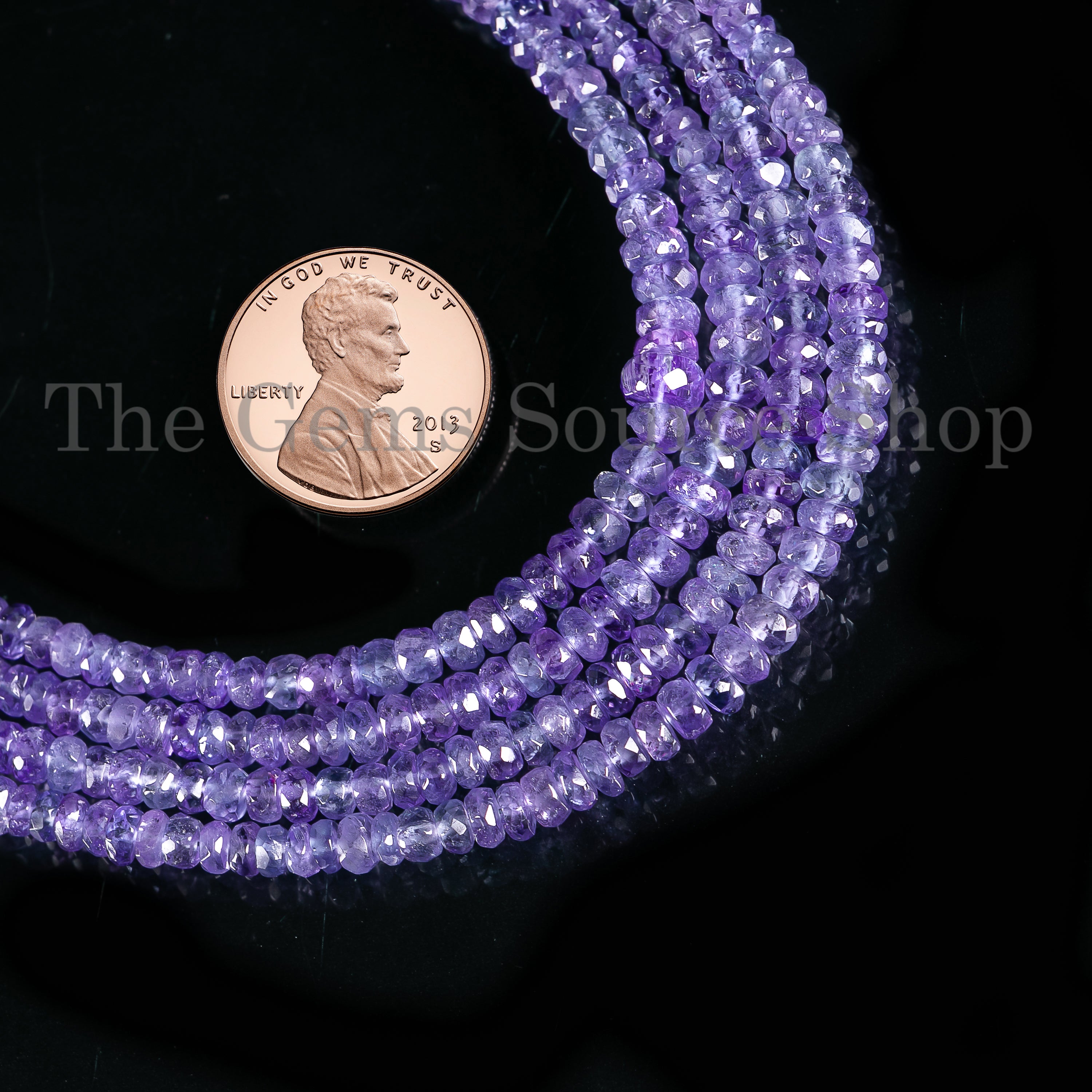 Natural Tanzanite 2.75-4.5mm Faceted Rondelle Shape Gemstone Beads 16" Bulk Strand