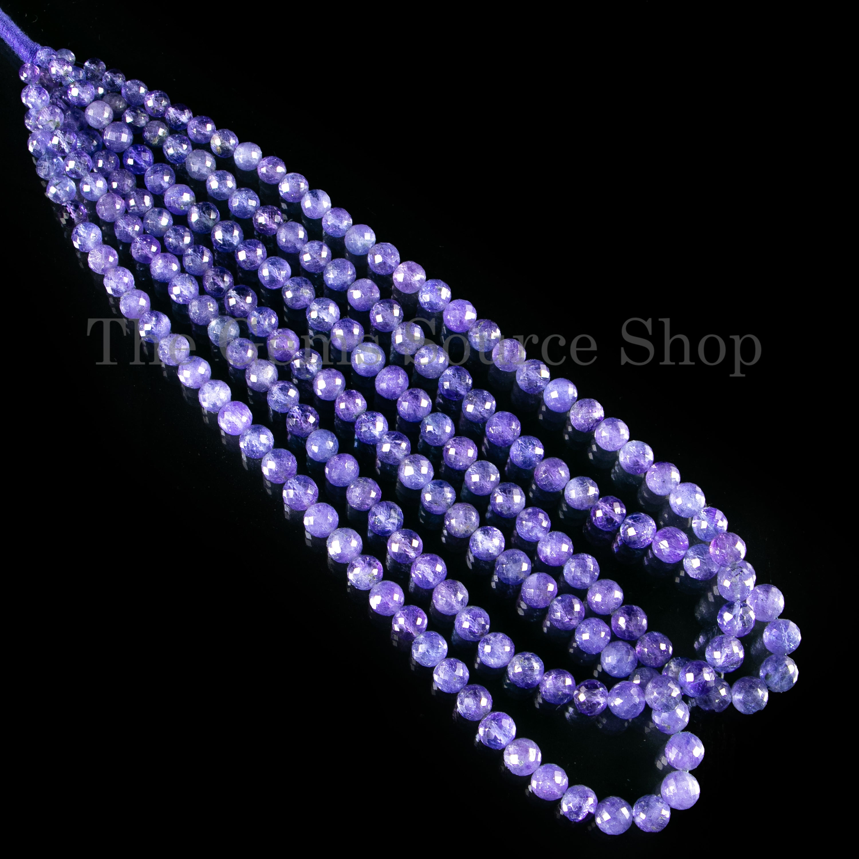 5-7.5mm-16" Natural Tanzanite Faceted Round Shape Gemstone Beads Bulk Strand