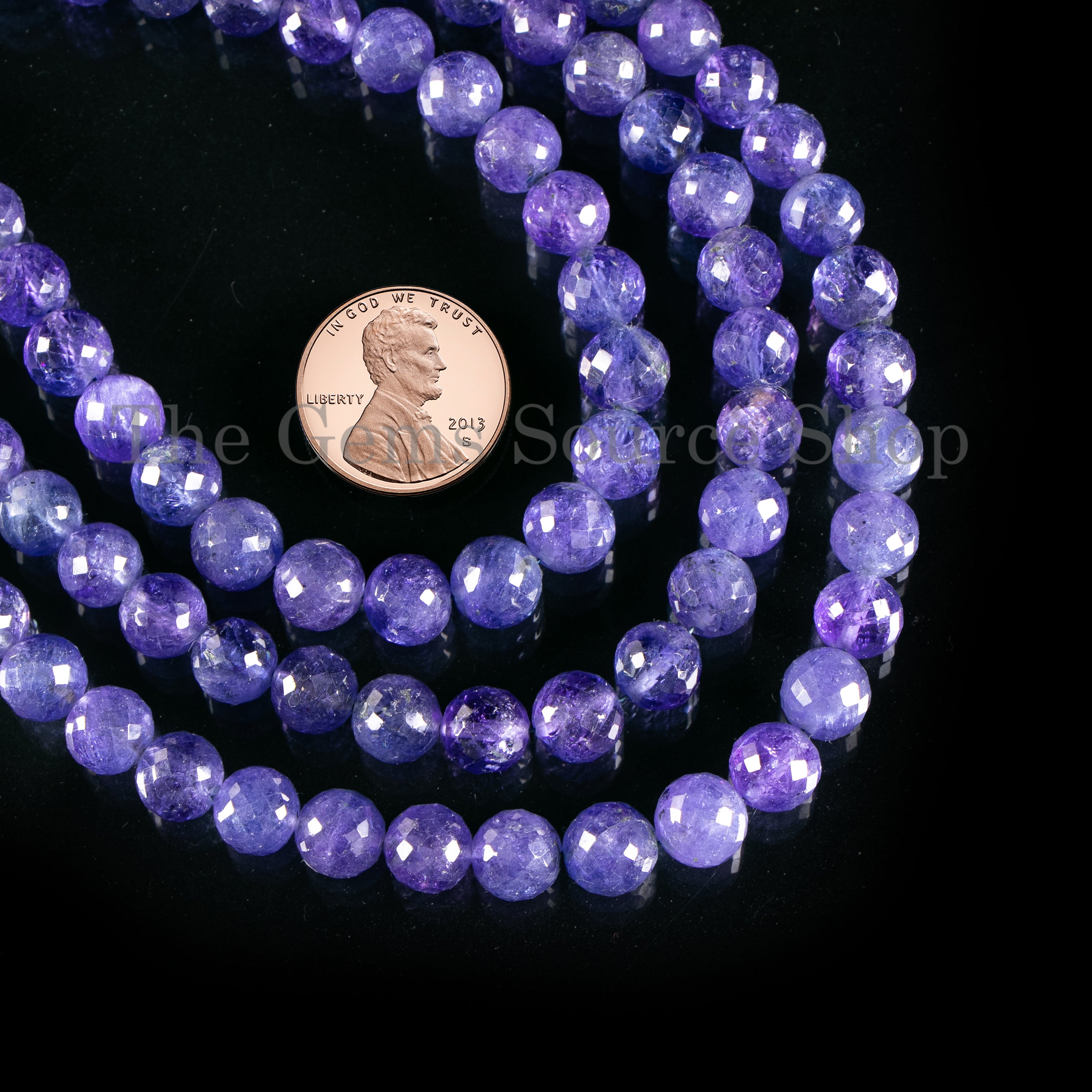 5-7.5mm-16" Natural Tanzanite Faceted Round Shape Gemstone Beads Bulk Strand