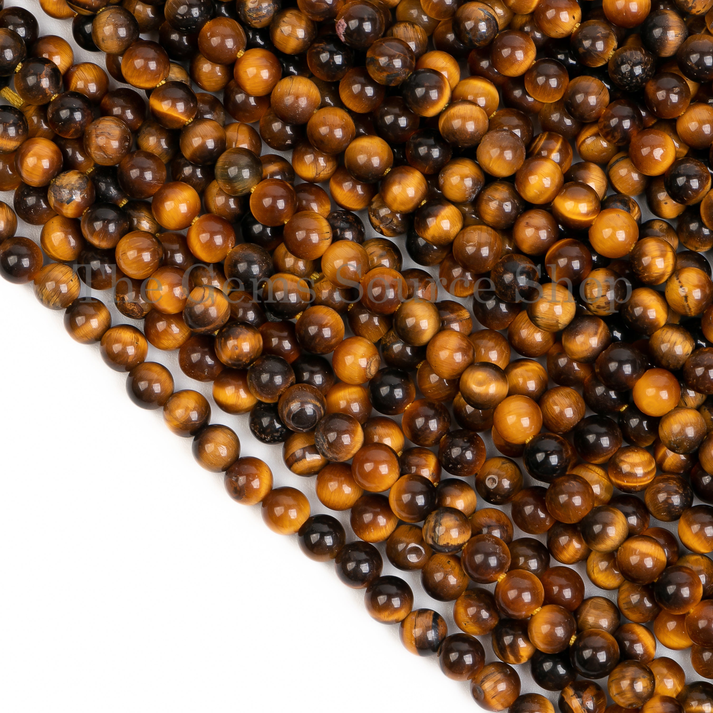 Natural Tiger Eye Smooth Round Center Drilled Gemstone Beads Strand- 16"-4.5-5.5mm