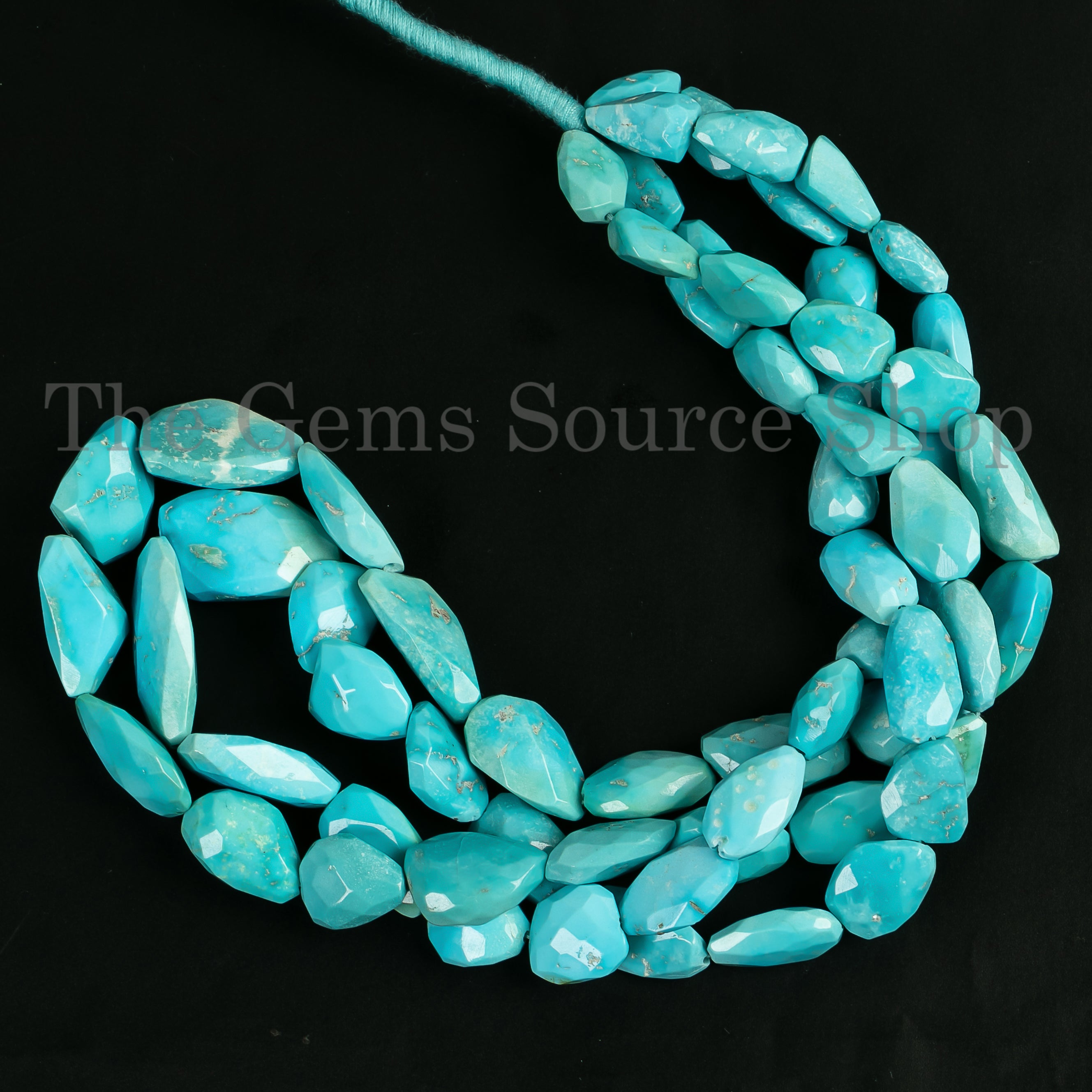 Natural Turquoise Faceted Nuggets/ Tumble Shape 8x11-12x23mm Beads 16" Strand