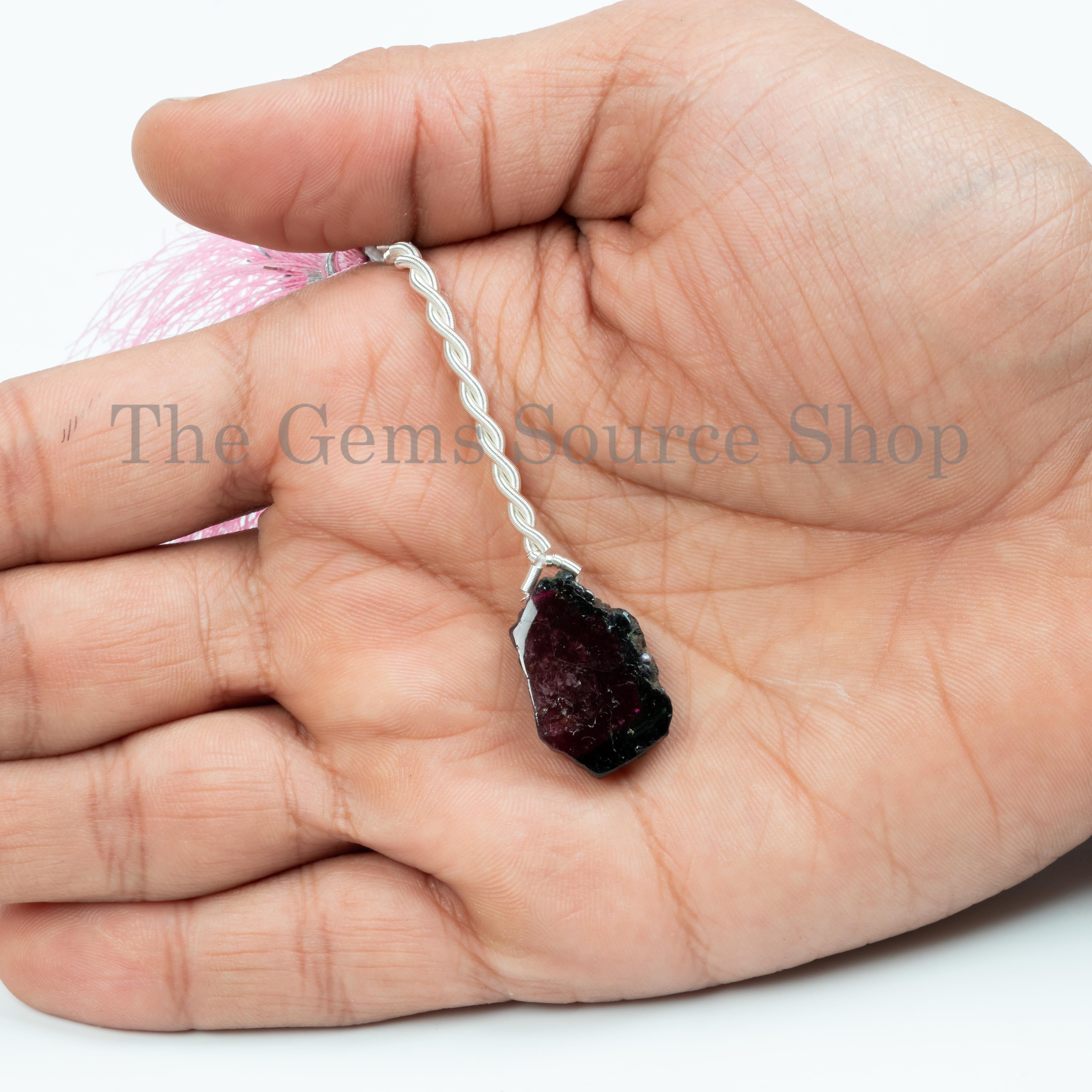 1pc-15x22mm Natural Watermelon Tourmaline Raw/ Uncut Nugget Loose Gemstone Bead