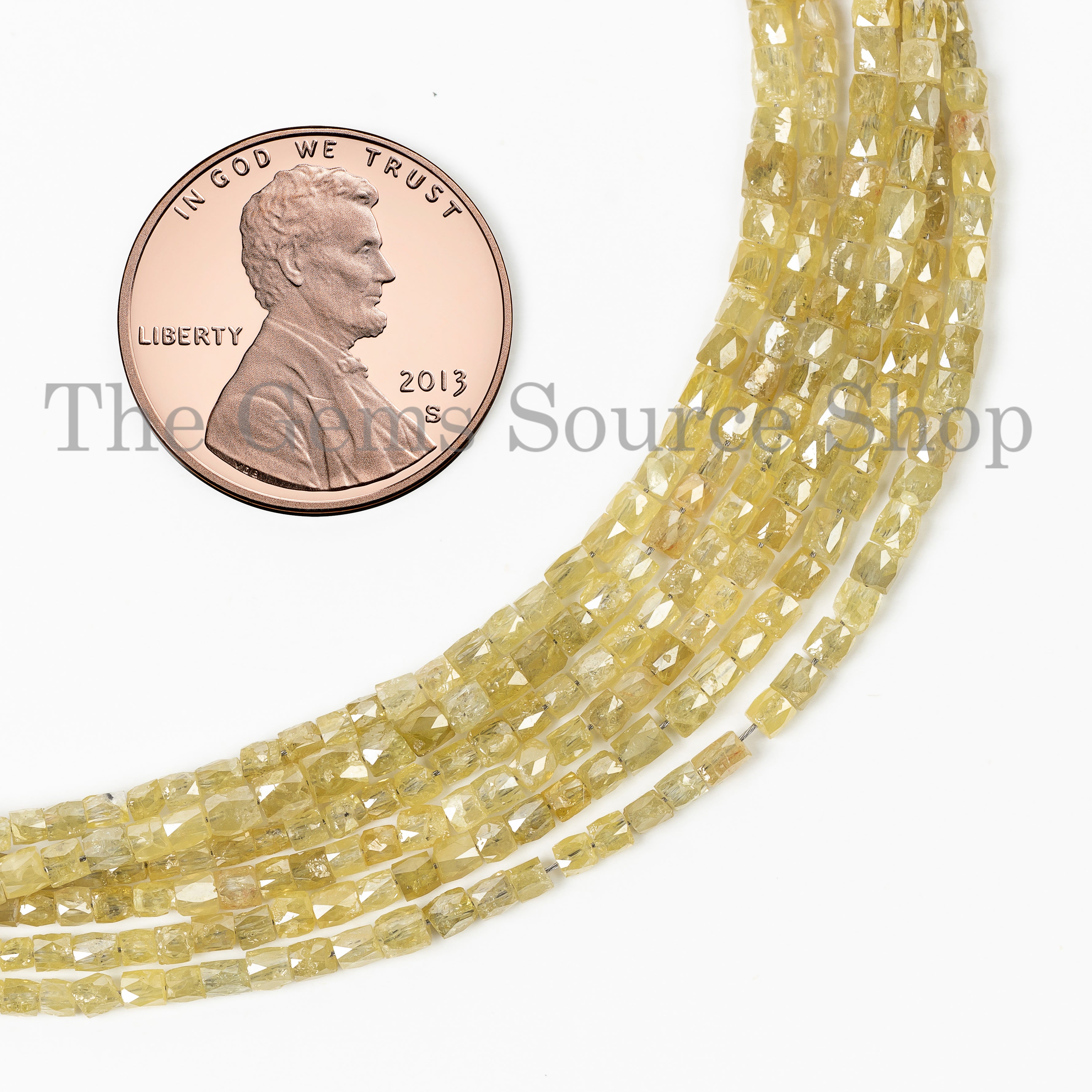 1.5-2.25mm-16" Natural Yellow Diamond Faceted Tube Shape Gemstone Beads Strand