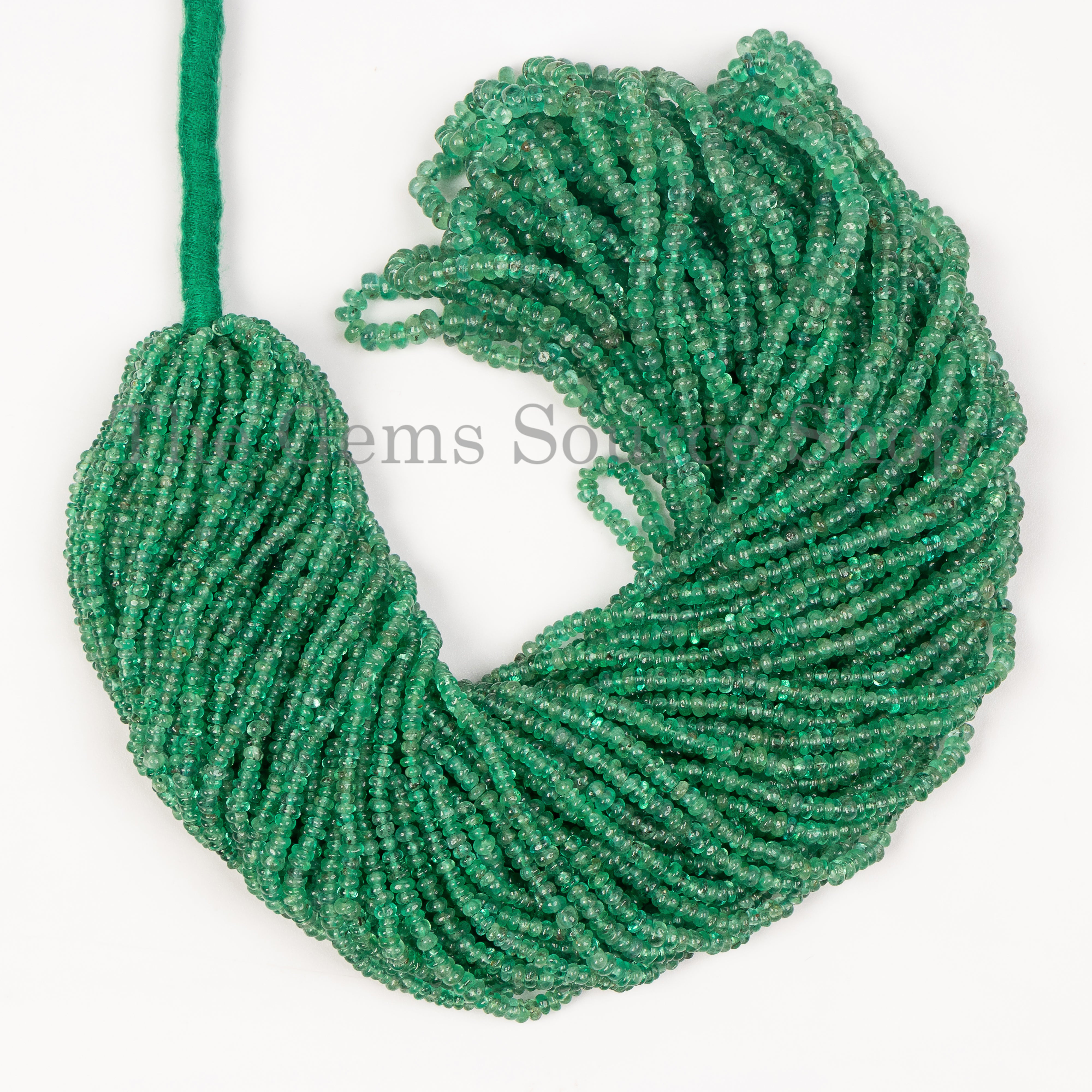 2-3mm-17" Natural Zambian Emerald Smooth Rondelle Shape Wholesale Beads Strand for Jewelry