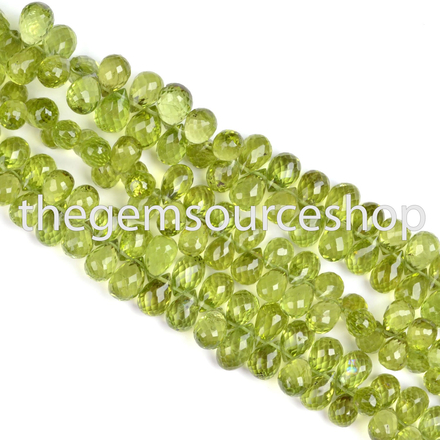 Nice Quality Natural Peridot 5x7-6x8mm Faceted Drop Shape Wholesale Beads 9" Strand