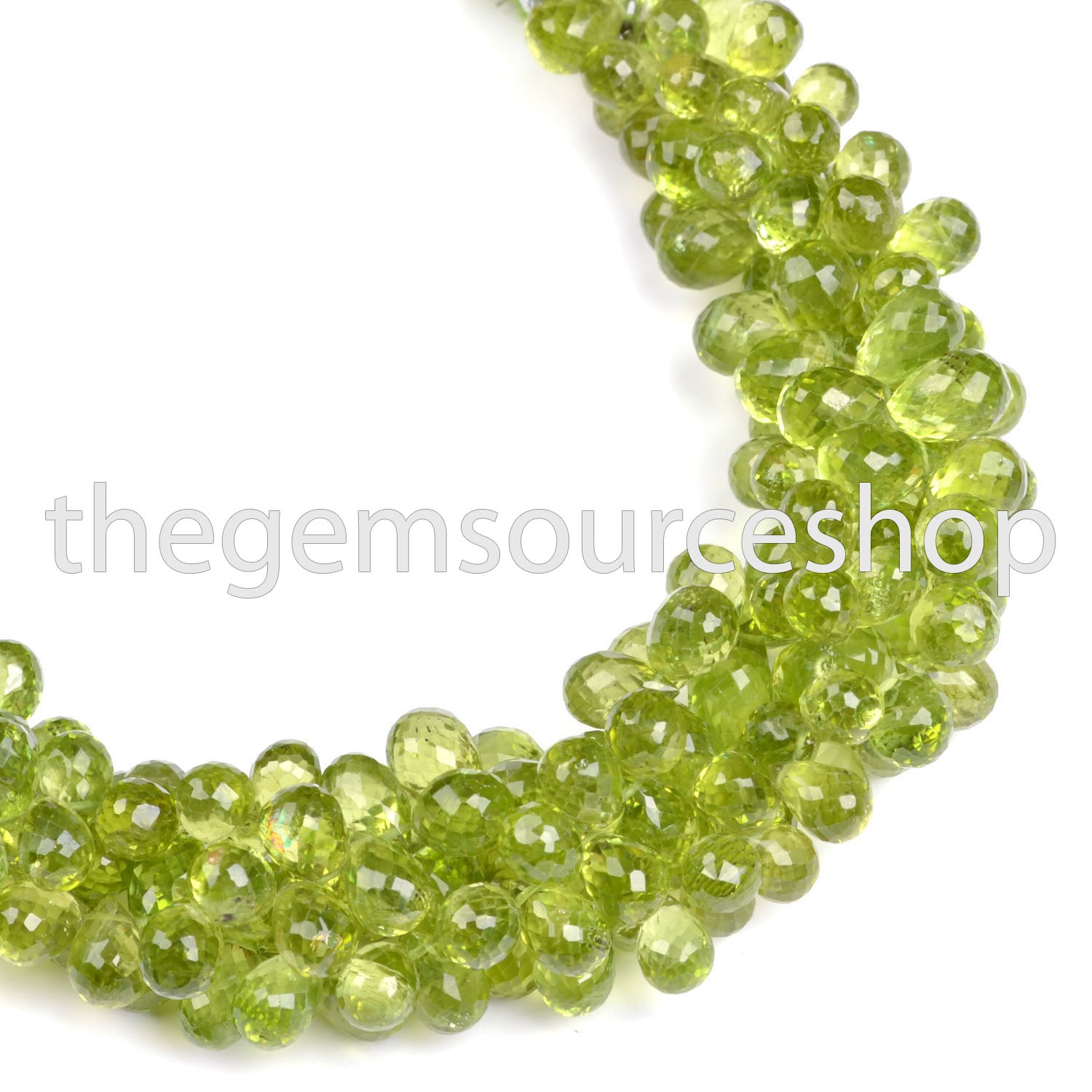 Nice Quality Natural Peridot 5x7-6x8mm Faceted Drop Shape Wholesale Beads 9" Strand