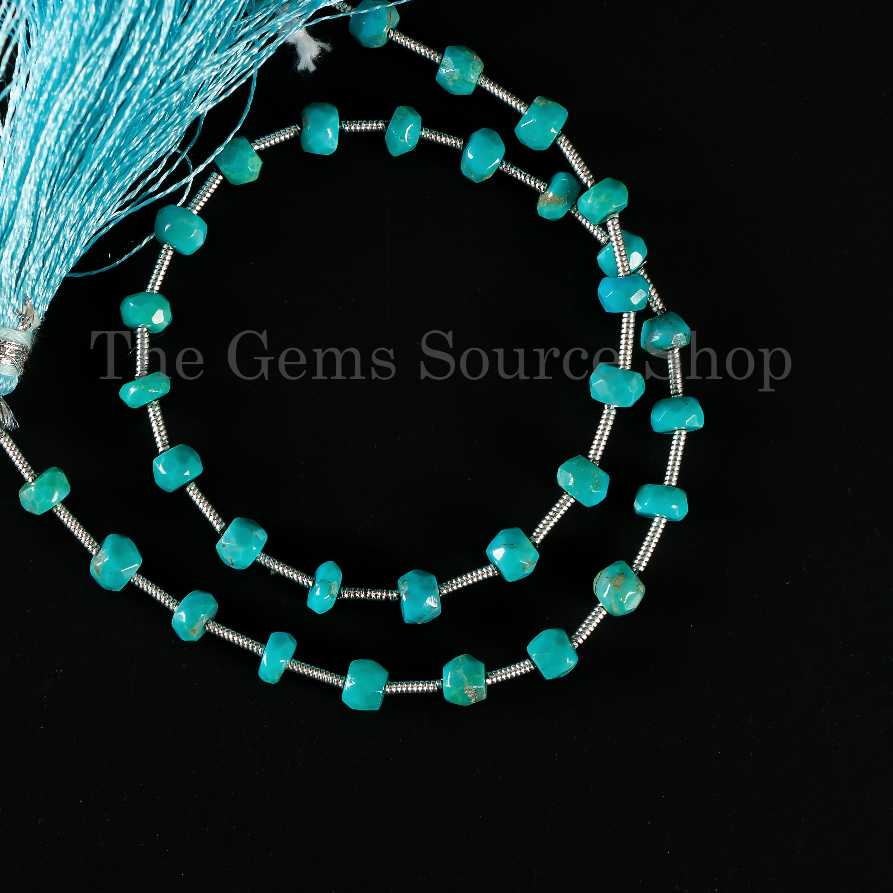 Nice Quality Natural Turquoise 4.5mm Faceted Rondelle Shape Wholesale Bead 11" Strand