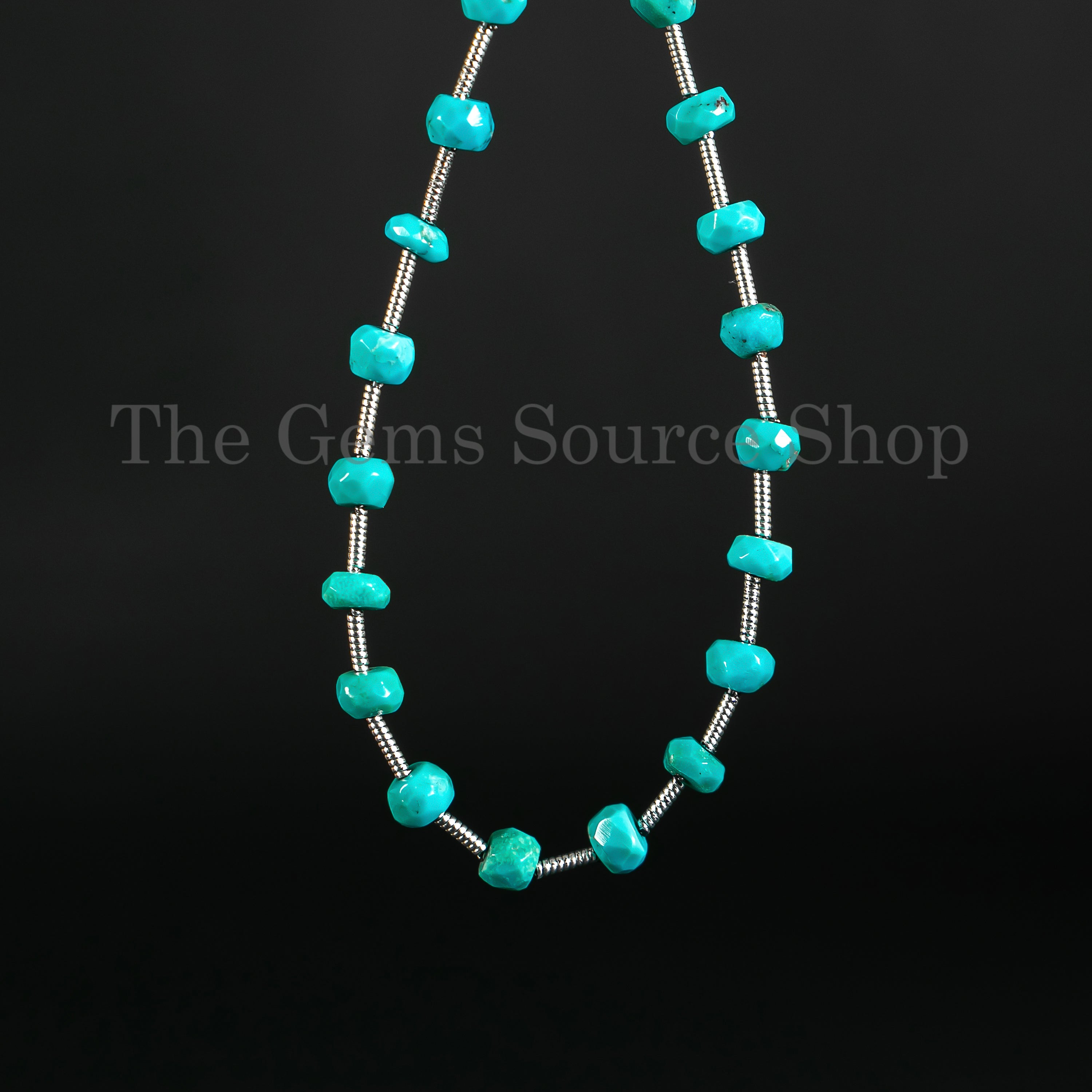 Nice Quality Natural Turquoise 4.5mm Faceted Rondelle Shape Wholesale Bead 11" Strand