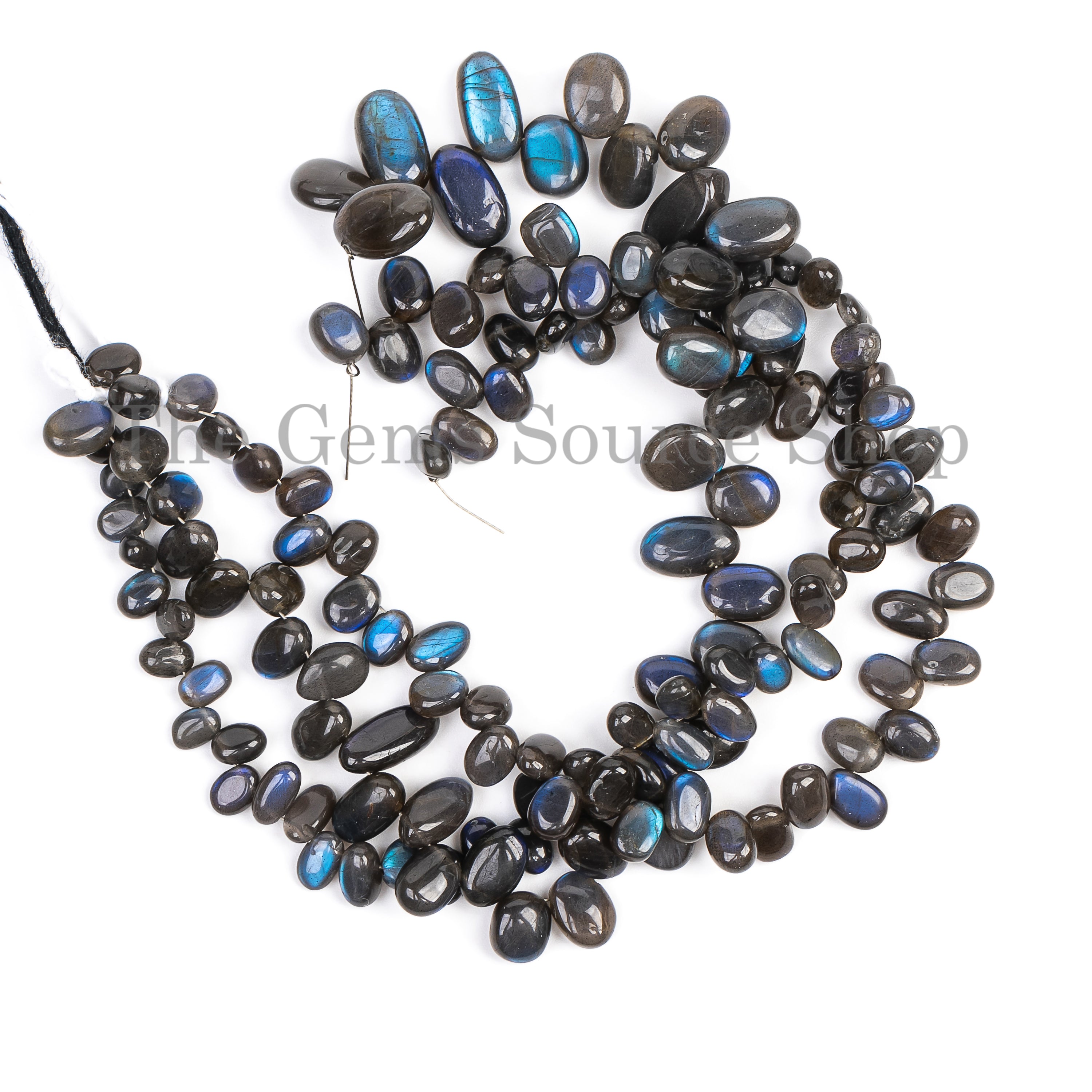 Oval Shape Blue Flashy Natural Labradorite Smooth Beads Strand-5x7-6x8mm-8"