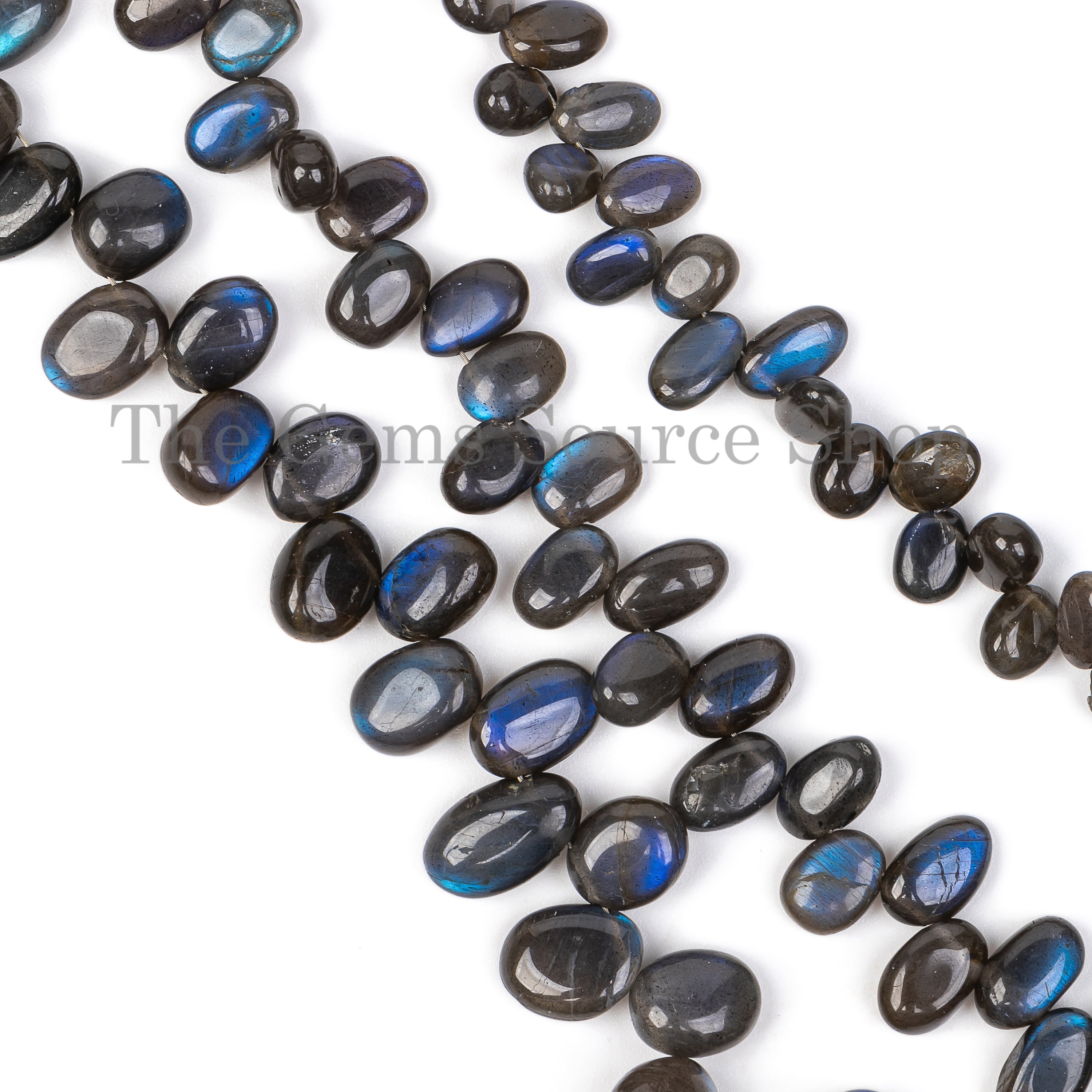 Oval Shape Blue Flashy Natural Labradorite Smooth Beads Strand-5x7-6x8mm-8"