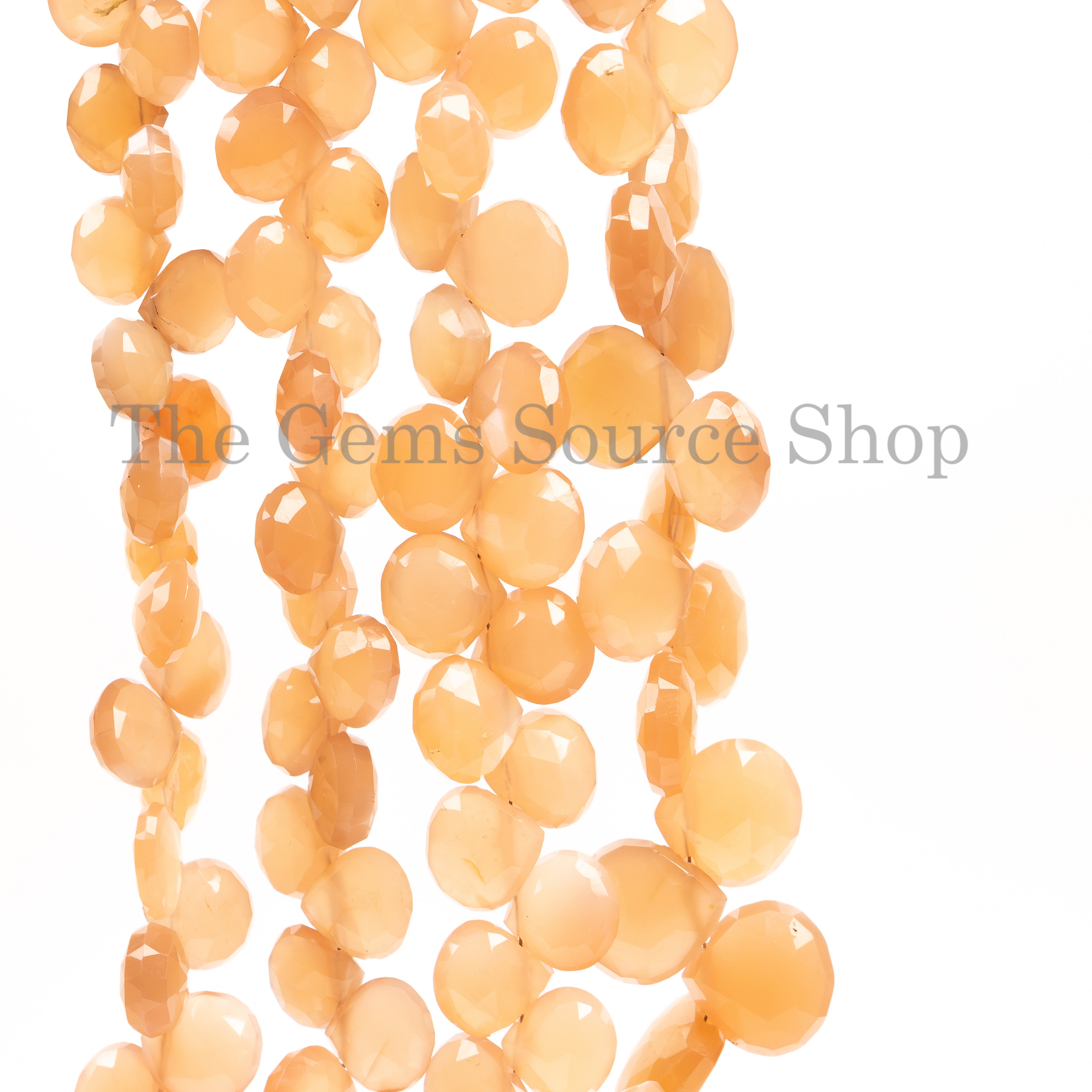 9-10mm-7" Genuine Peach Moonstone Faceted Heart Shape Wholesale Beads Strand for Jewelry