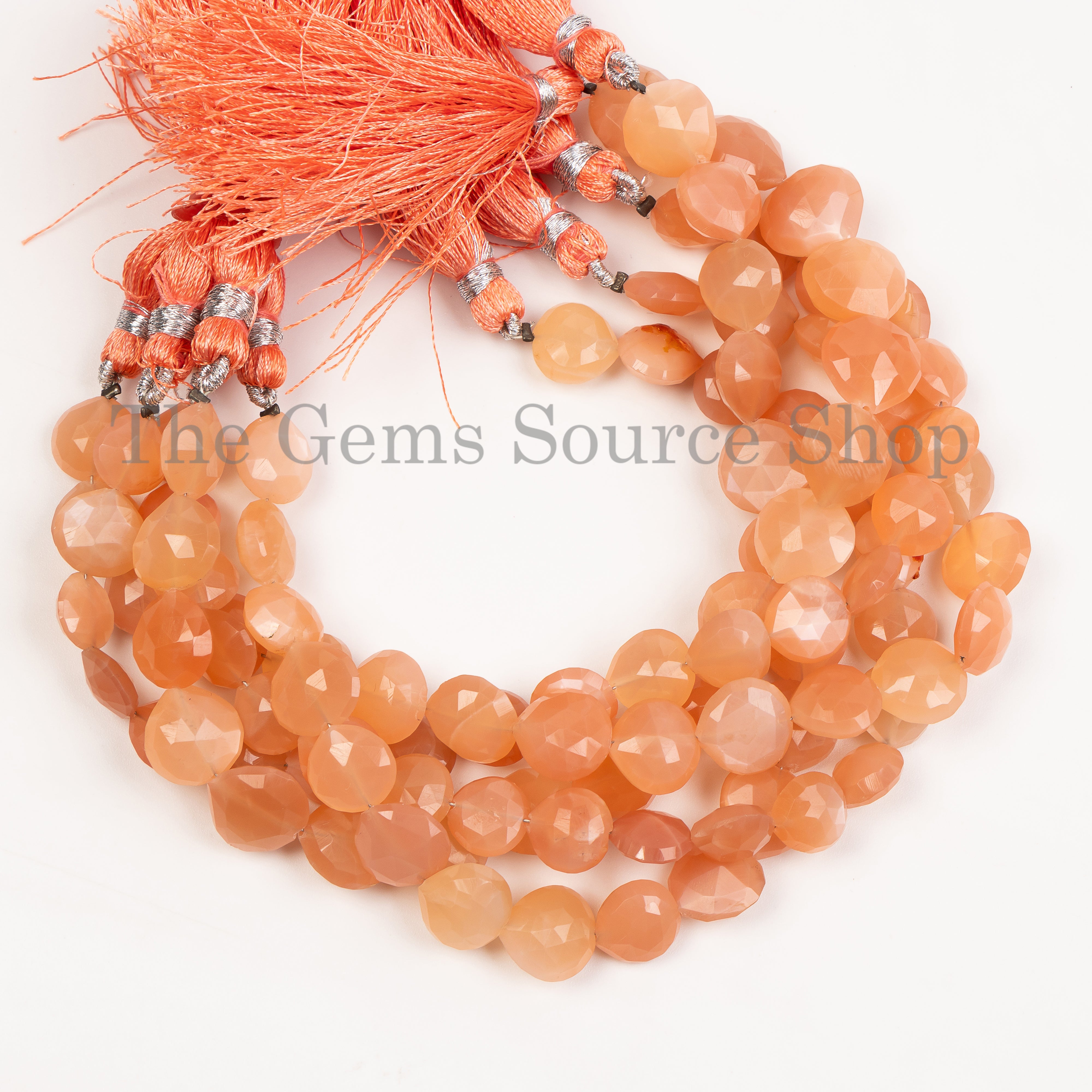 10-11mm-7" Genuine Peach Moonstone Faceted Heart Shape Wholesale Beads Strand for Jewelry