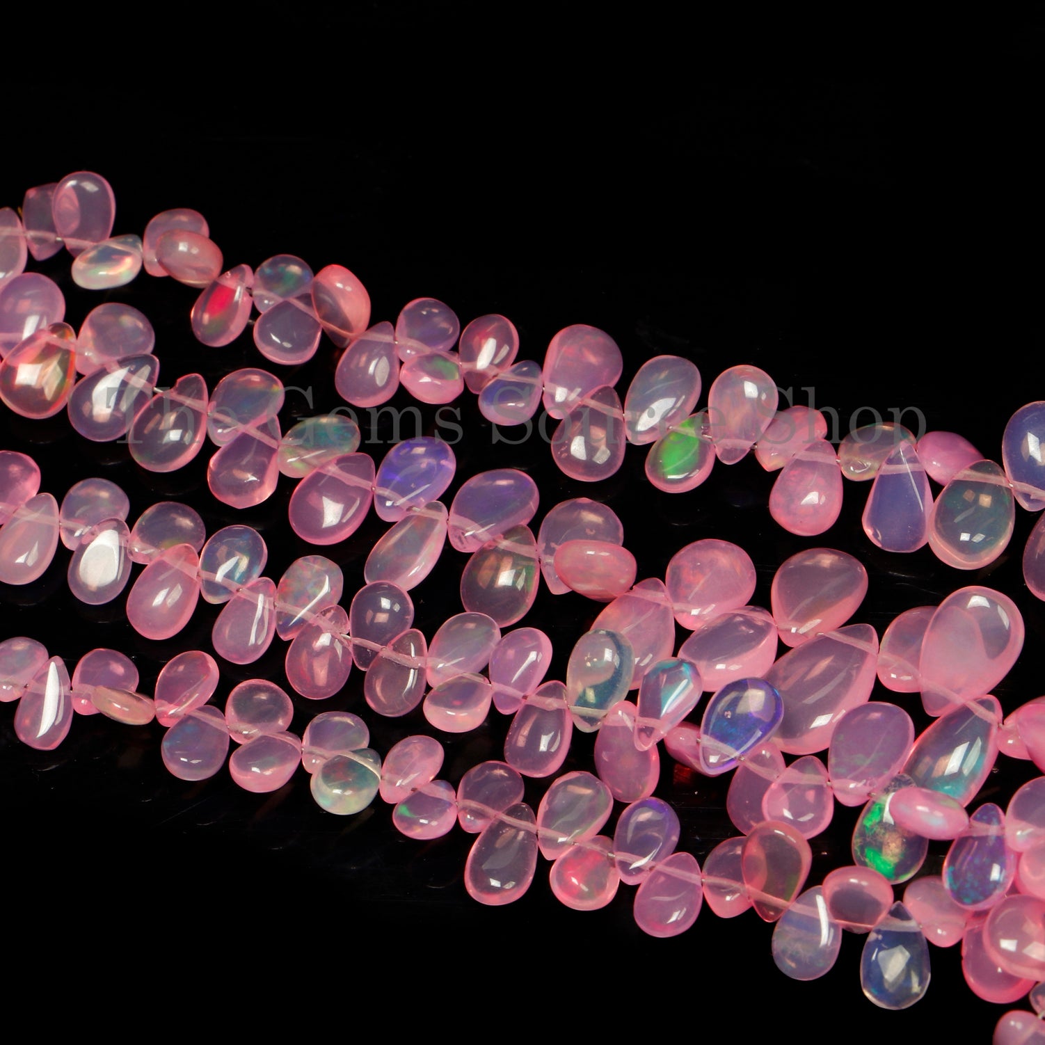 3.5x5-7.5x11.25mm-6" Pink Dyed Ethiopian Opal Faceted Pear Shape Beads for Jewelry Makings