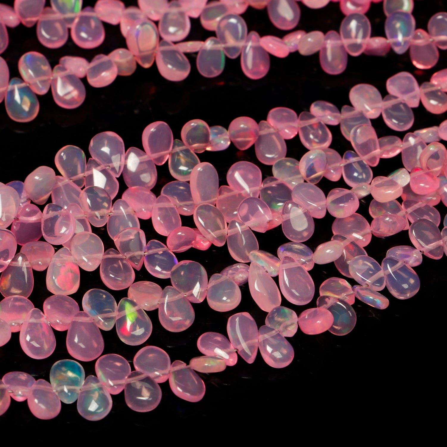 3.5x5-7.5x11.25mm-6" Pink Dyed Ethiopian Opal Faceted Pear Shape Beads for Jewelry Makings