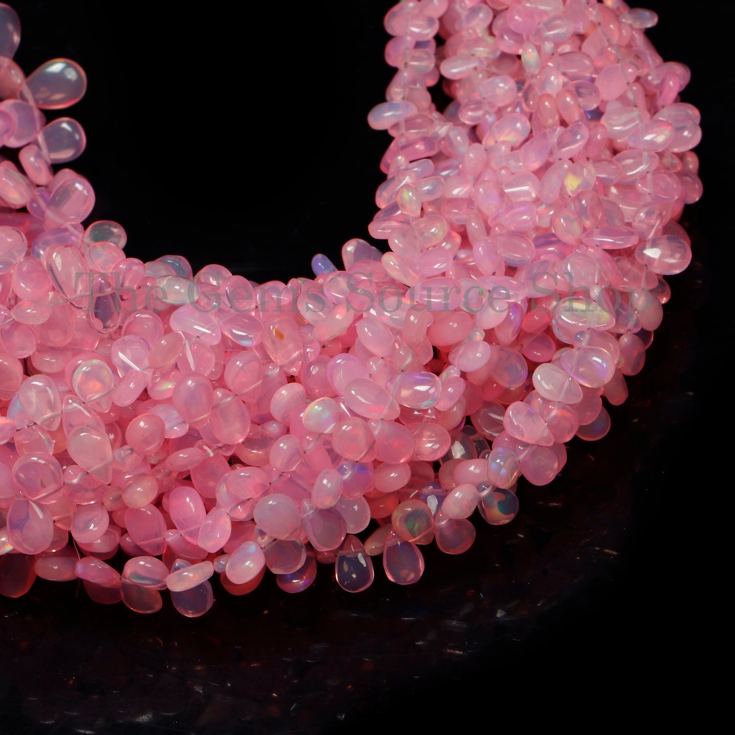 3.5x5-7.5x11.25mm-6" Pink Dyed Ethiopian Opal Faceted Pear Shape Beads for Jewelry Makings