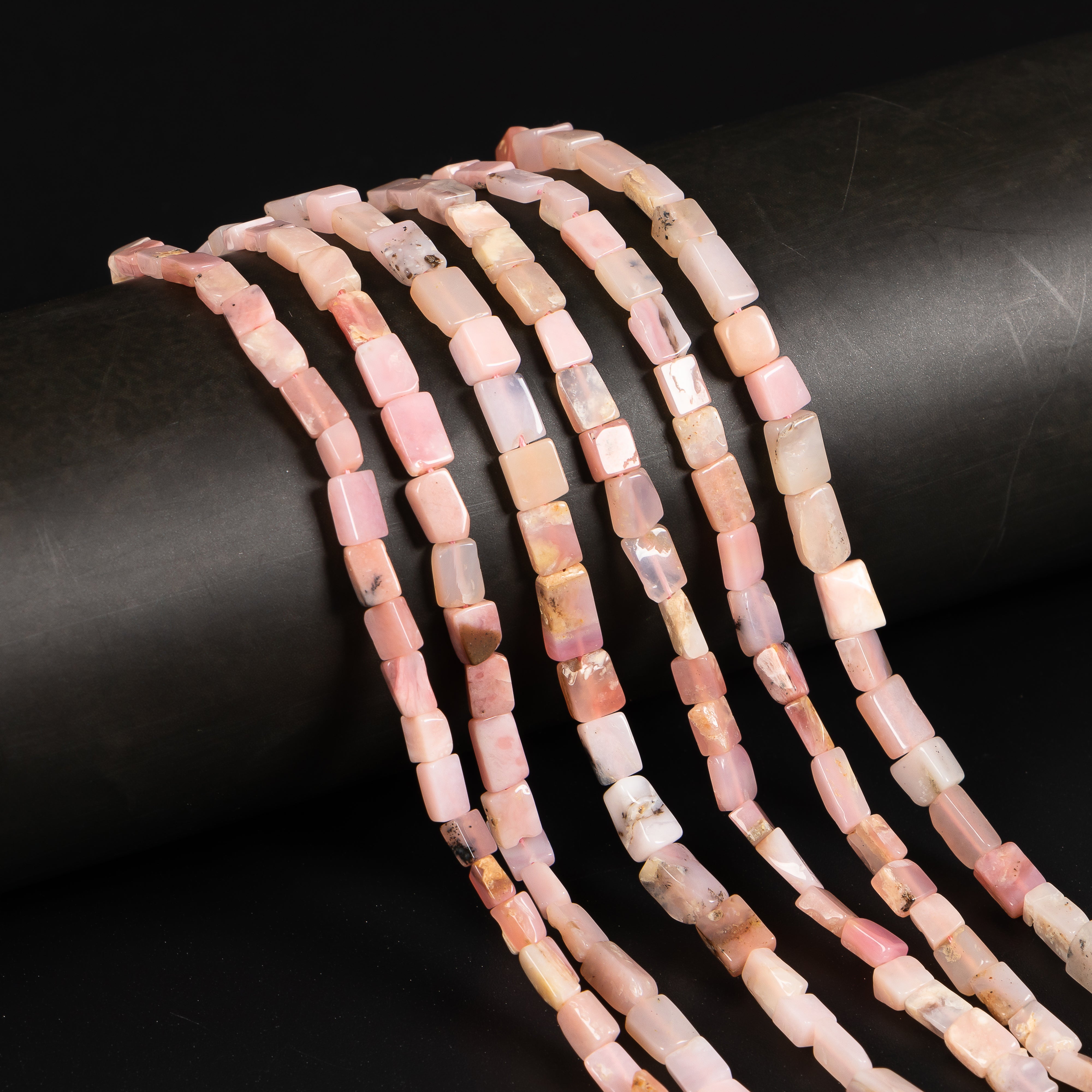 3.5x4.5-4x8.5mm-14" Pink Opal Smooth Rectangle Shape Beads Strand for DIY Jewelry