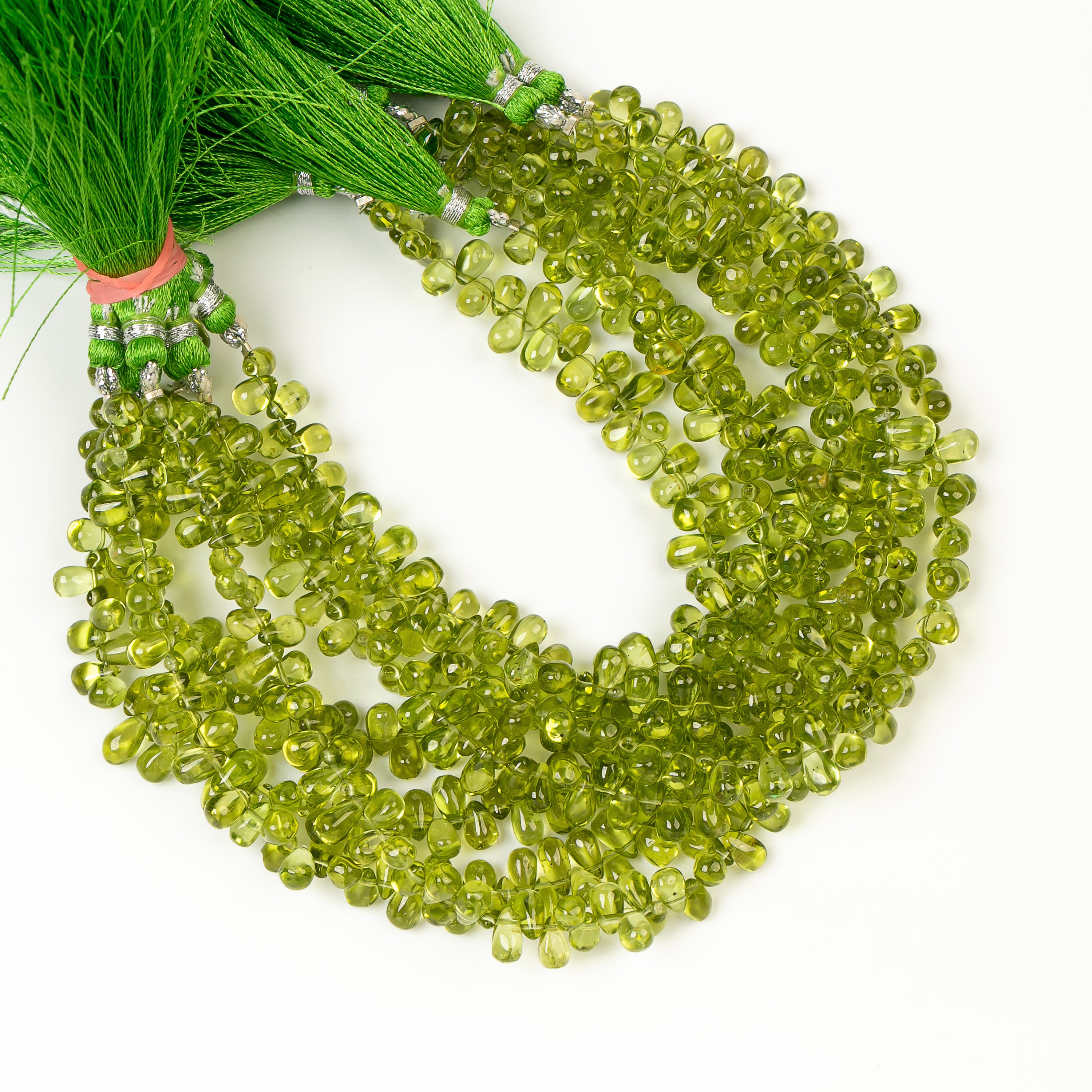 Plain Drop Shape Natural Peridot Top Drilled Bulk Gemstone Beads Strand- 4x6-5x6mm-16"