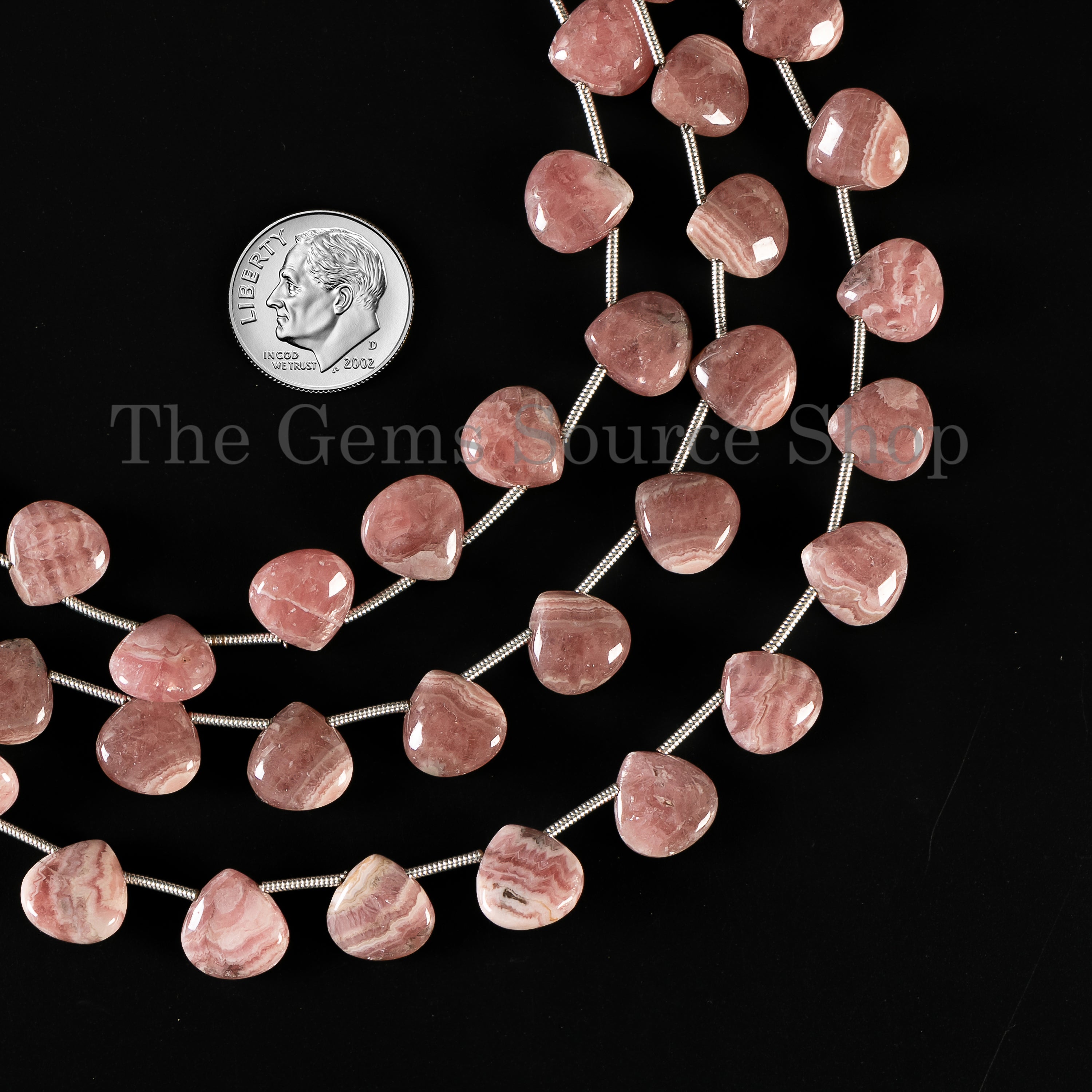 Plain Heart Shape Natural Rhodochrosite Side Drilled Bulk Gemstone Beads Strand- 10x10mm-8"