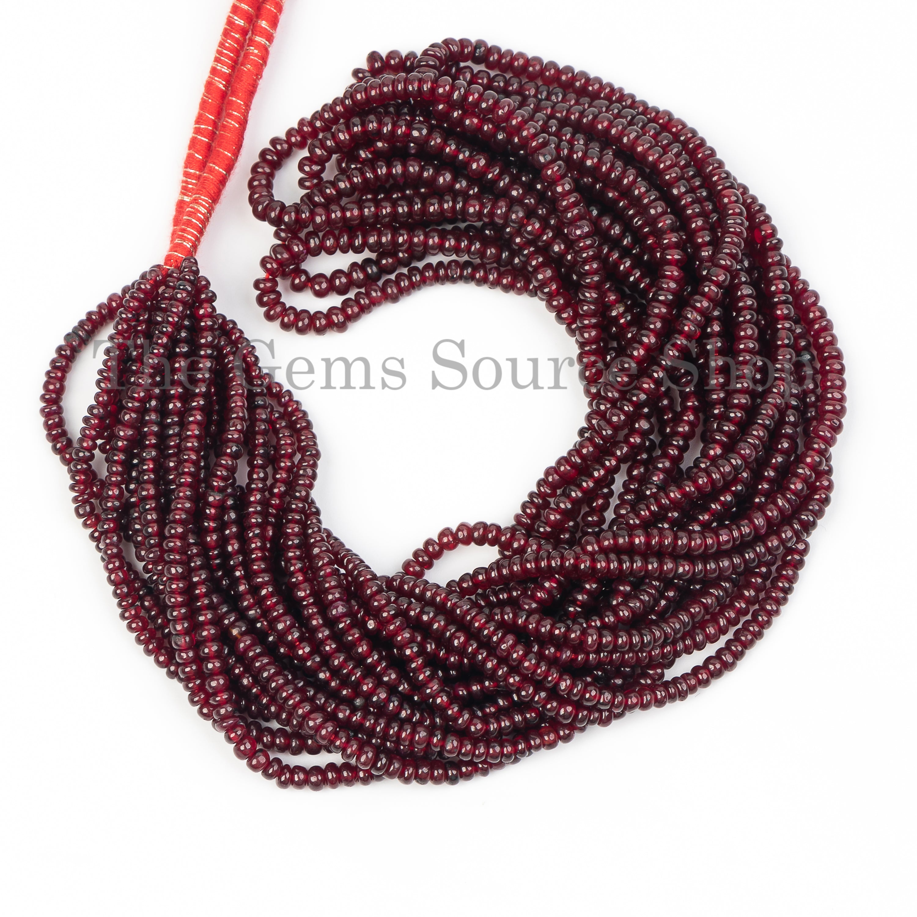 Plain Rondelle Shape Natural Ruby Center Drilled Bulk Gemstone Beads Strand- 2.5x3.5mm-16"