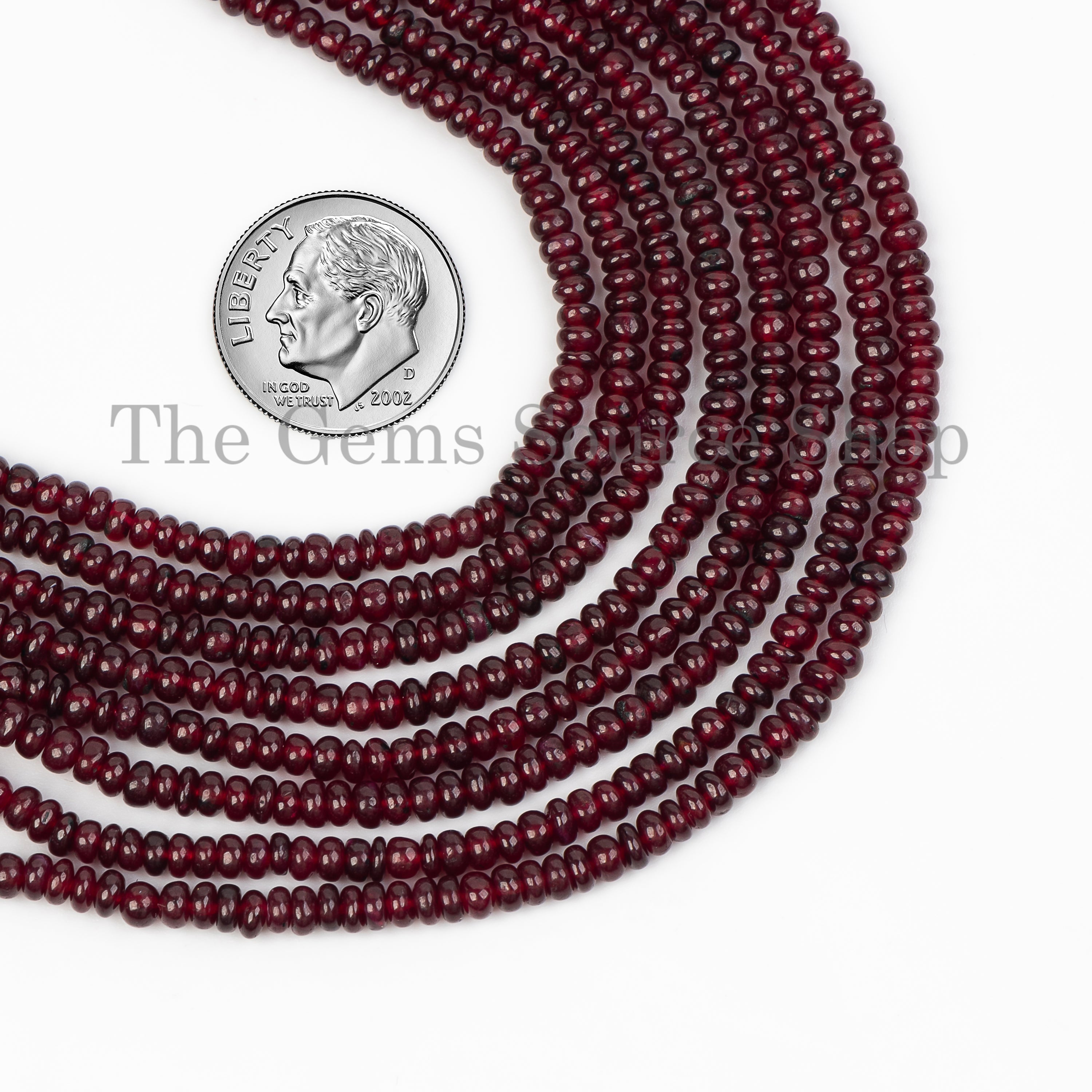 Plain Rondelle Shape Natural Ruby Center Drilled Bulk Gemstone Beads Strand- 2.5x3.5mm-16"