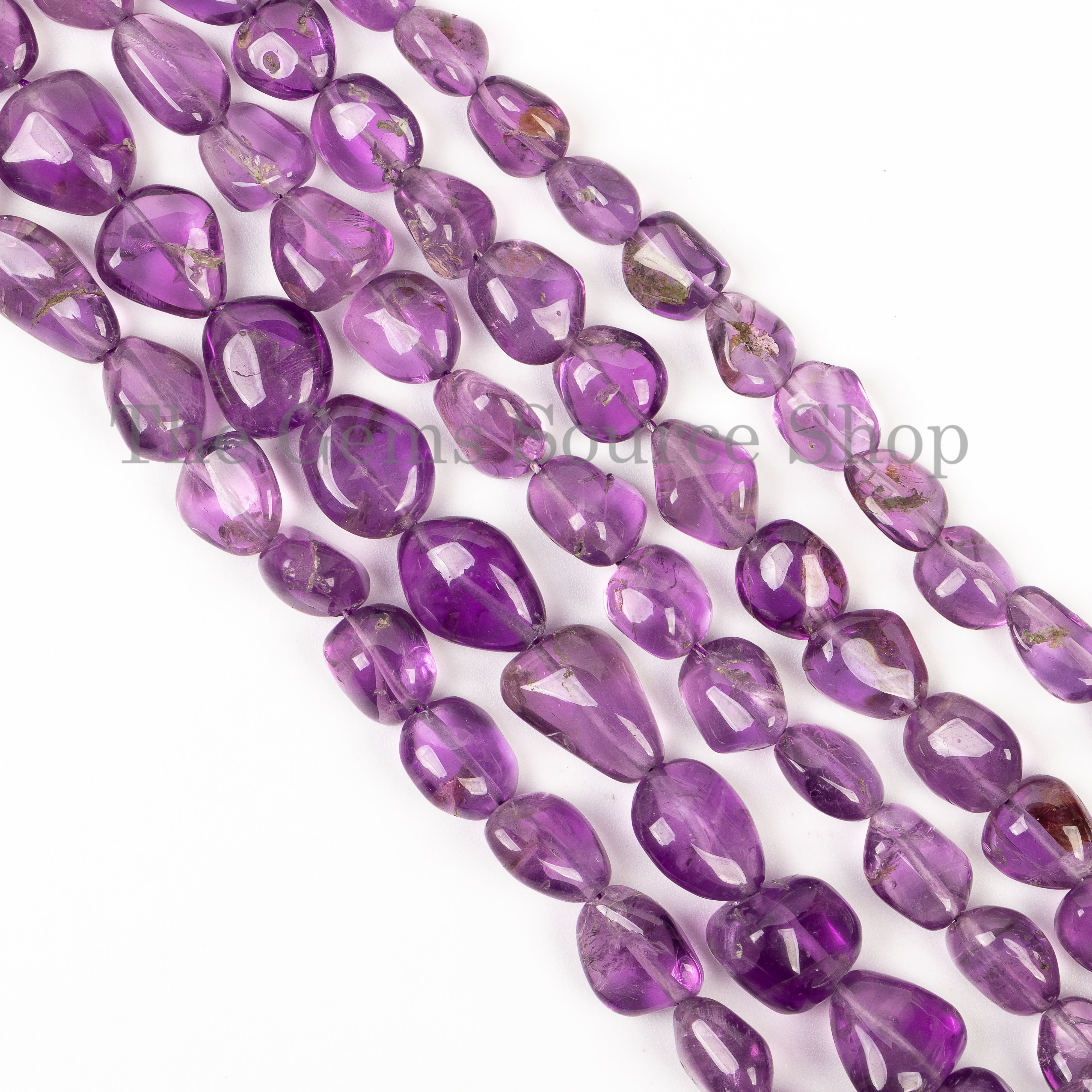 7x9-10x12mm-16" Purple Amethyst Smooth Nuggets Wholesale Beads Strand for Jewelry