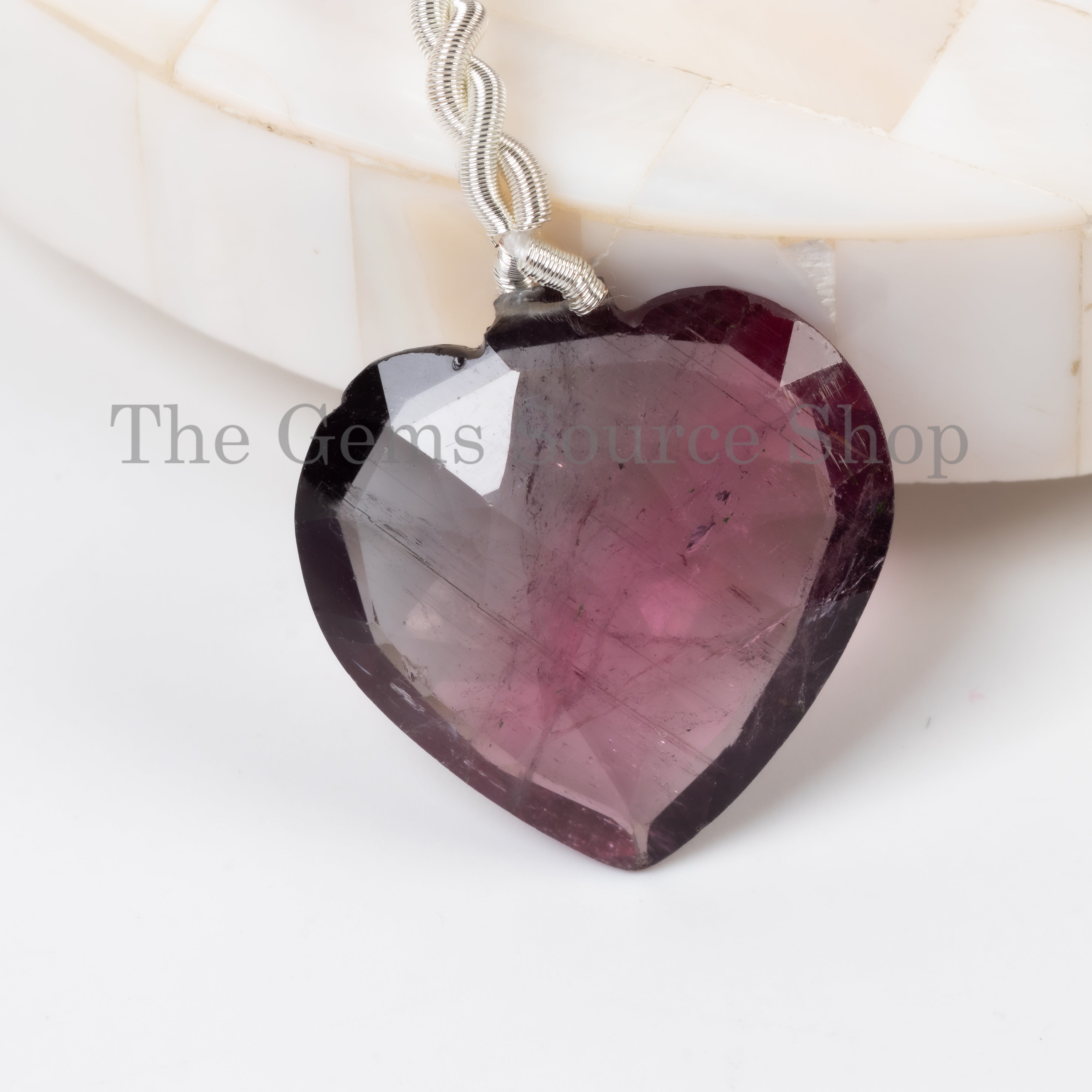 1pc-24x24mm Rare Bio Tourmaline Faceted Heart Shape Loose Gemstone Bead for Jewelry