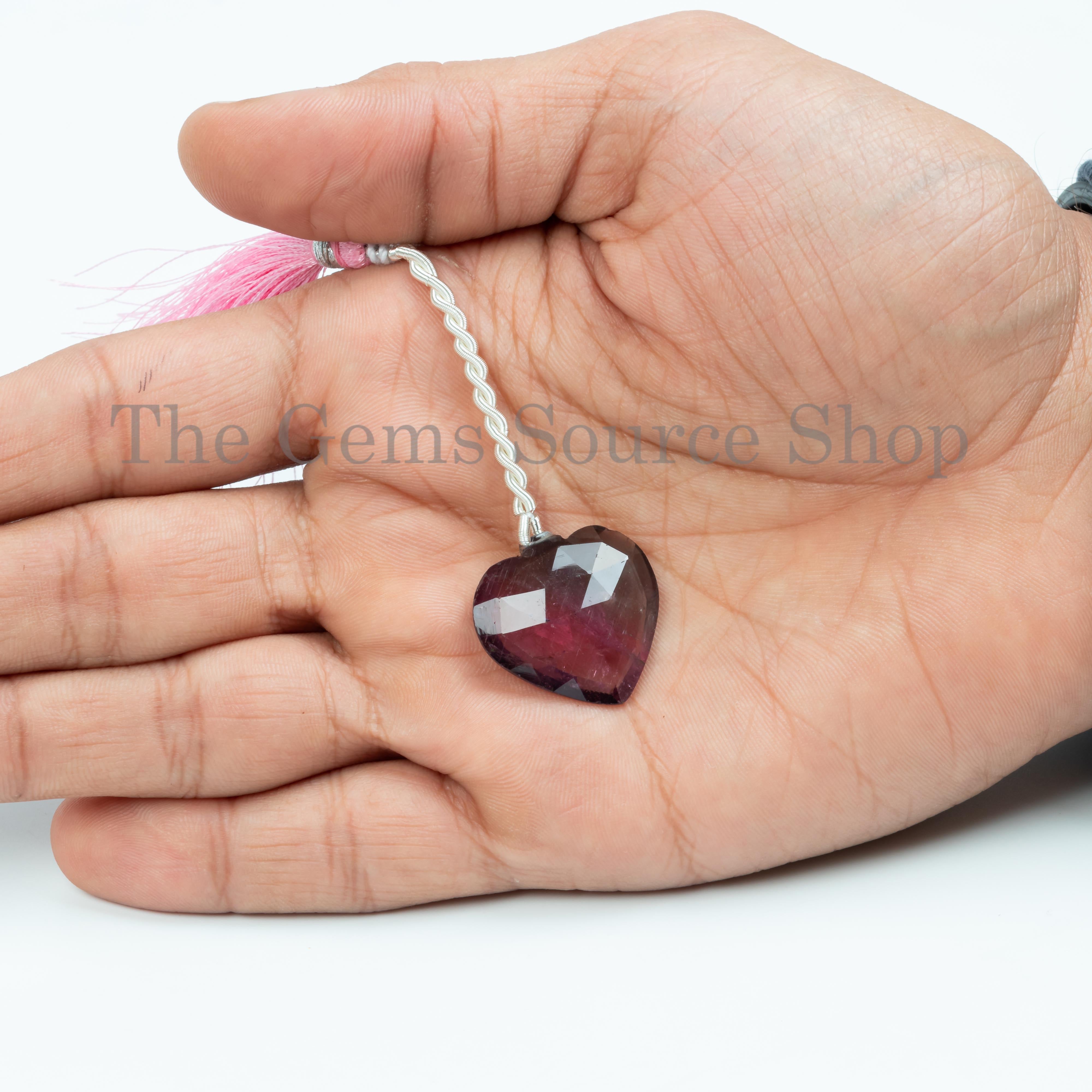 1pc-24x24mm Rare Bio Tourmaline Faceted Heart Shape Loose Gemstone Bead for Jewelry