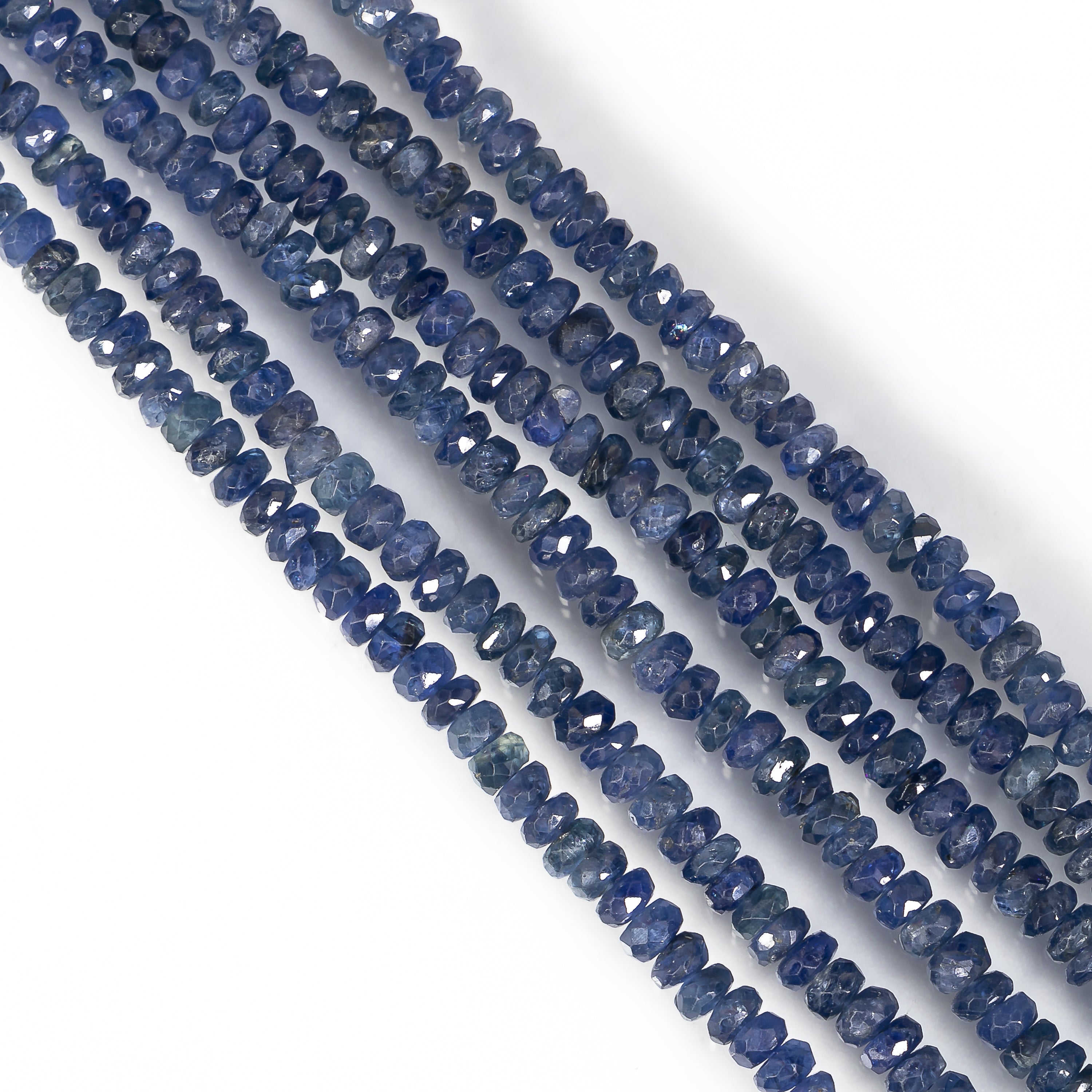 Rondelle Shape Natural Blue Sapphire Faceted 3-4.5mm Gemstone Beads 17" Strand