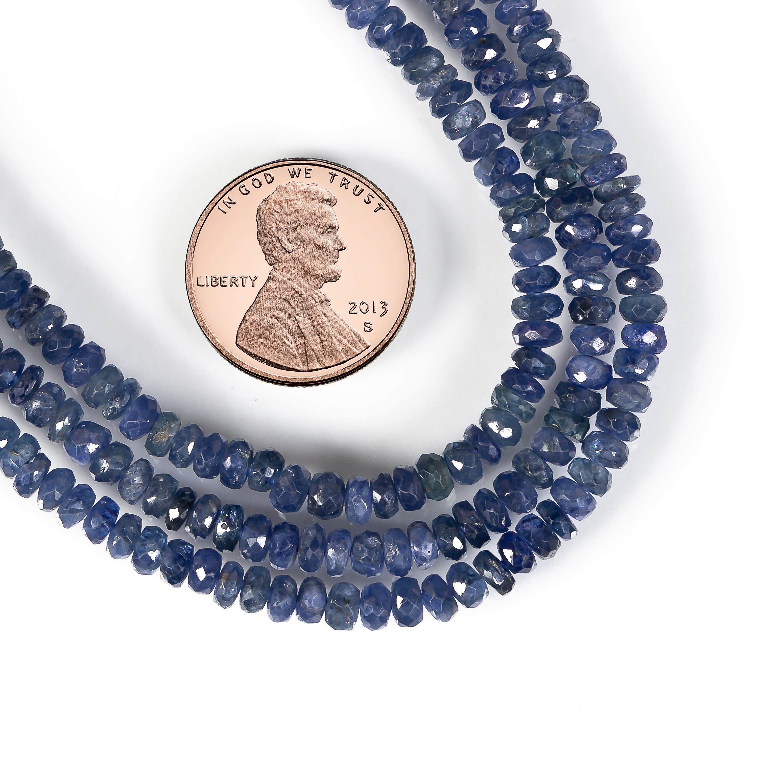 Rondelle Shape Natural Blue Sapphire Faceted 3-4.5mm Gemstone Beads 17" Strand