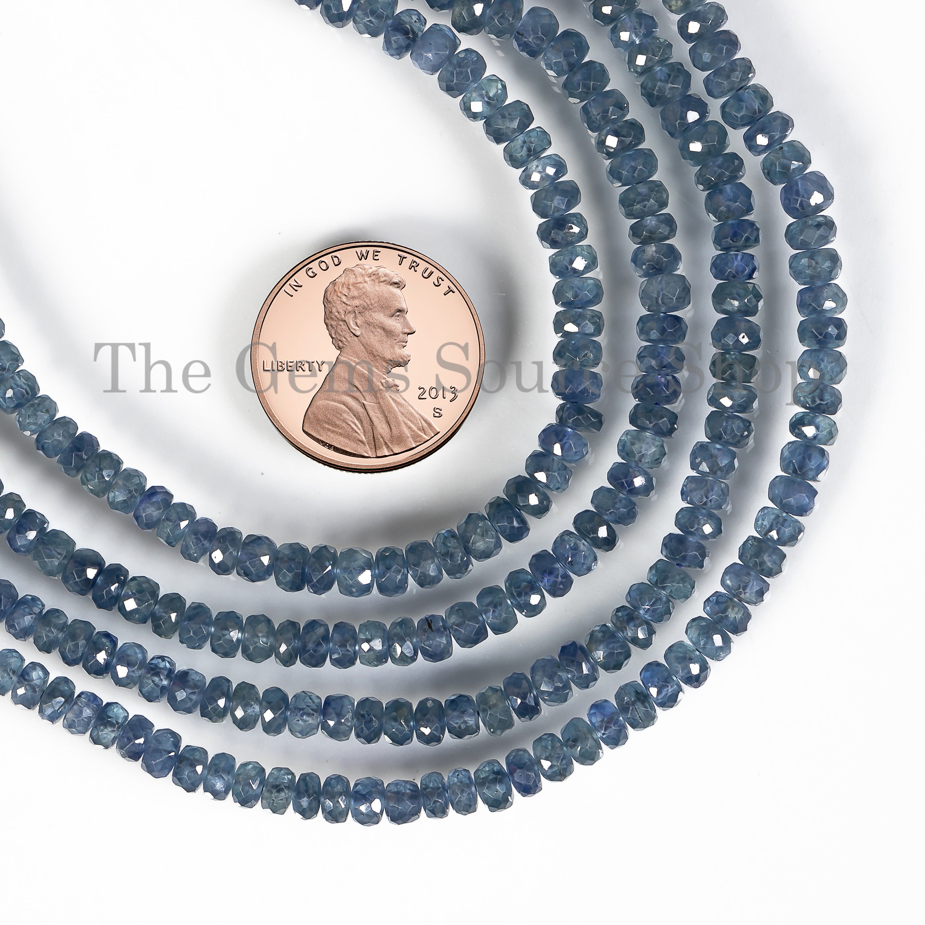 Rondelle Shape Natural Blue Sapphire Faceted 3.5-5mm Gemstone Beads 16" Strand