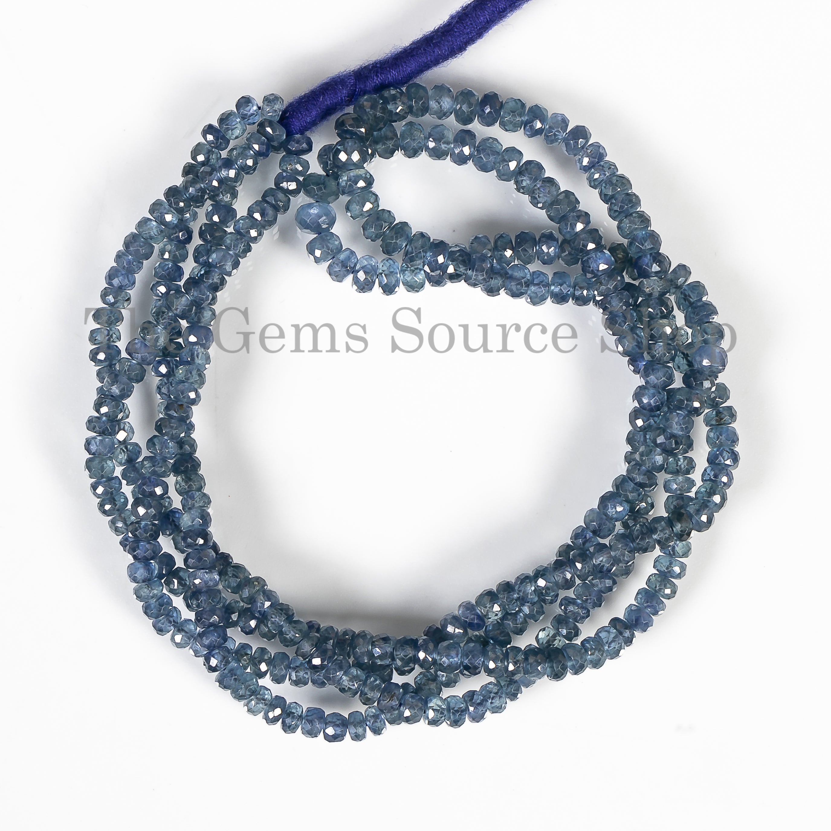 Rondelle Shape Natural Blue Sapphire Faceted 3.5-5mm Gemstone Beads 16" Strand